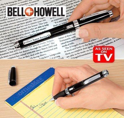 pen with lighted magnifier