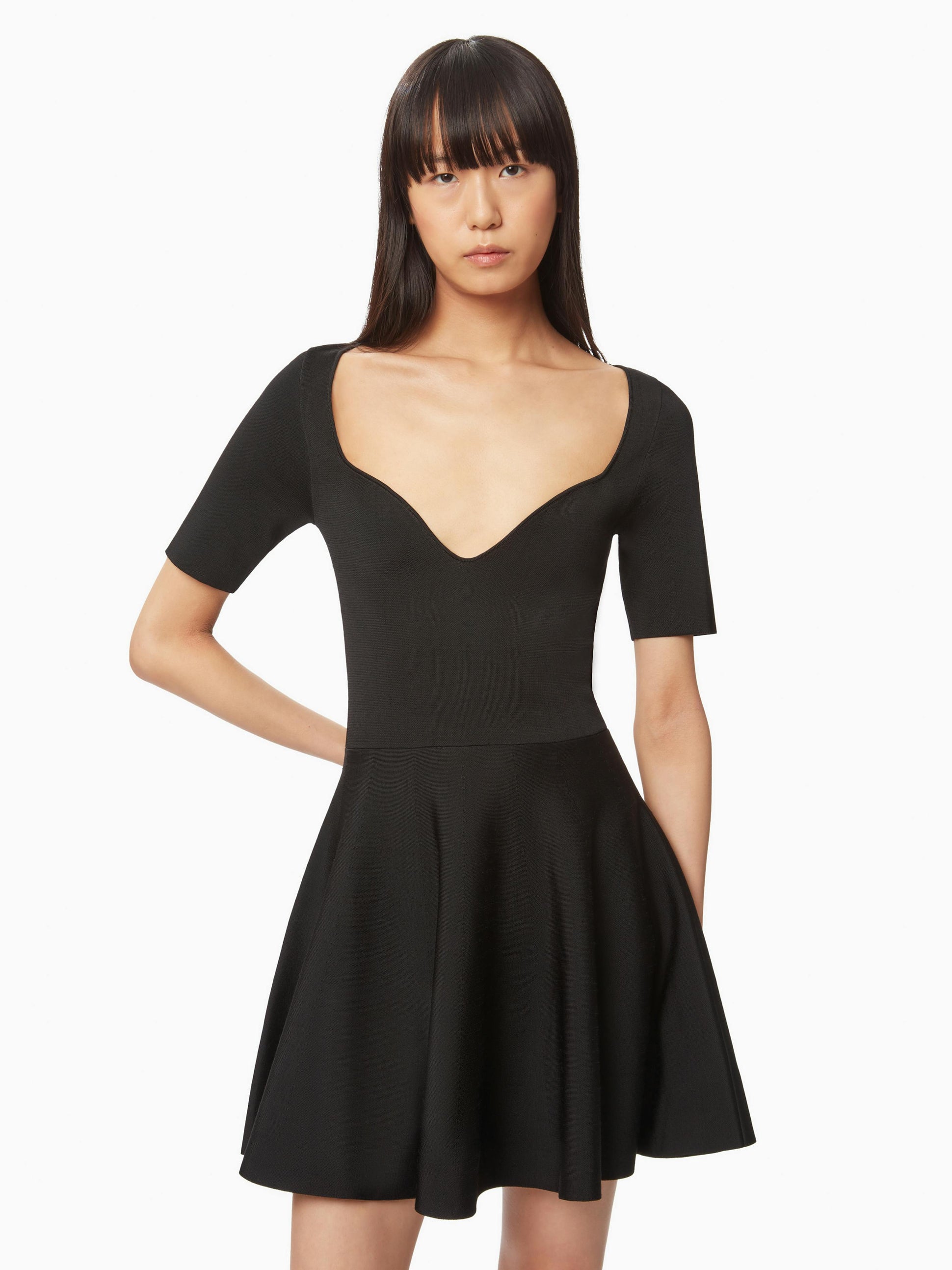 Heart neckline flared dress in black - Nina Ricci