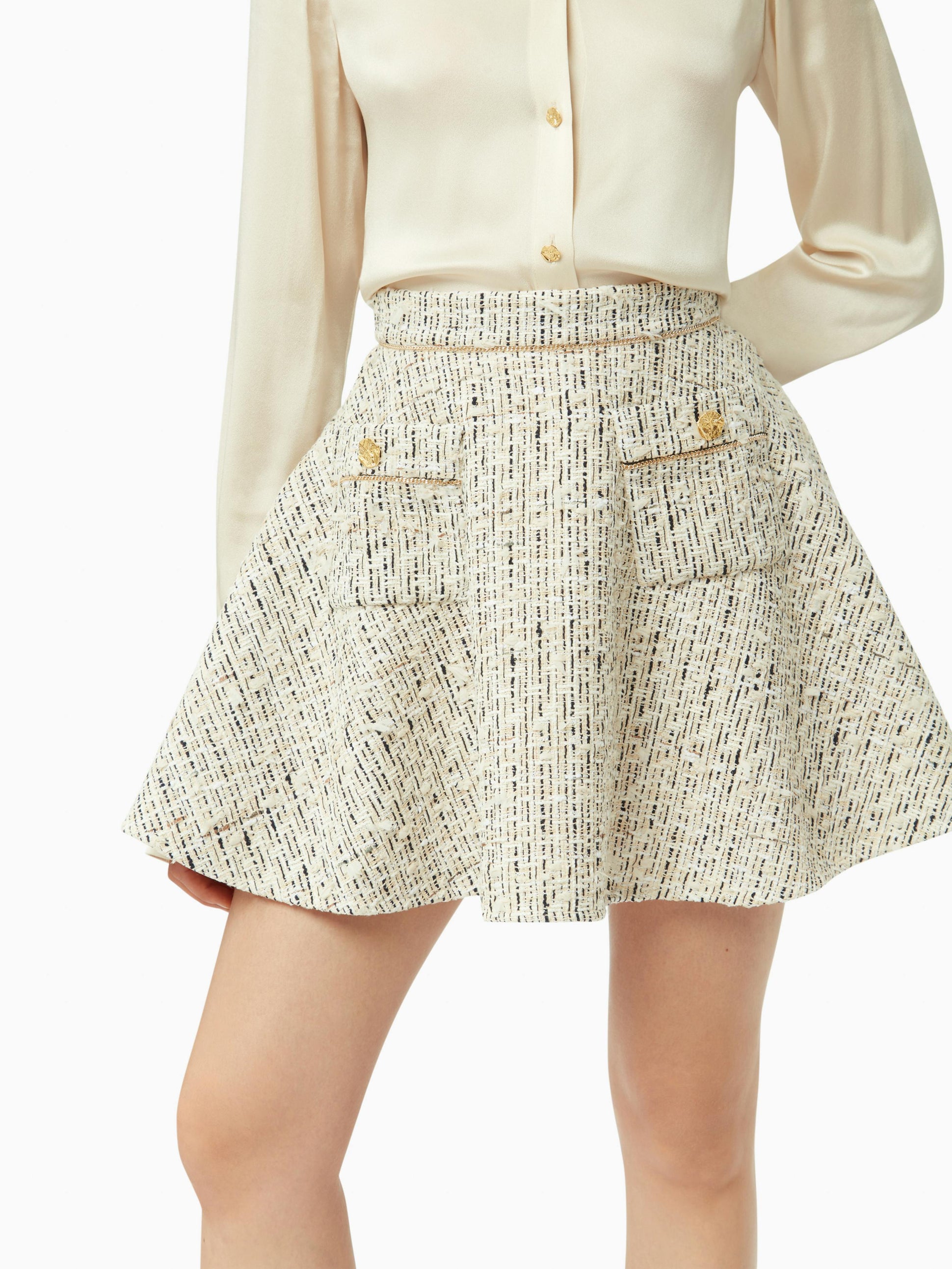 Mini tweed flared skirt in light beige - Nina Ricci