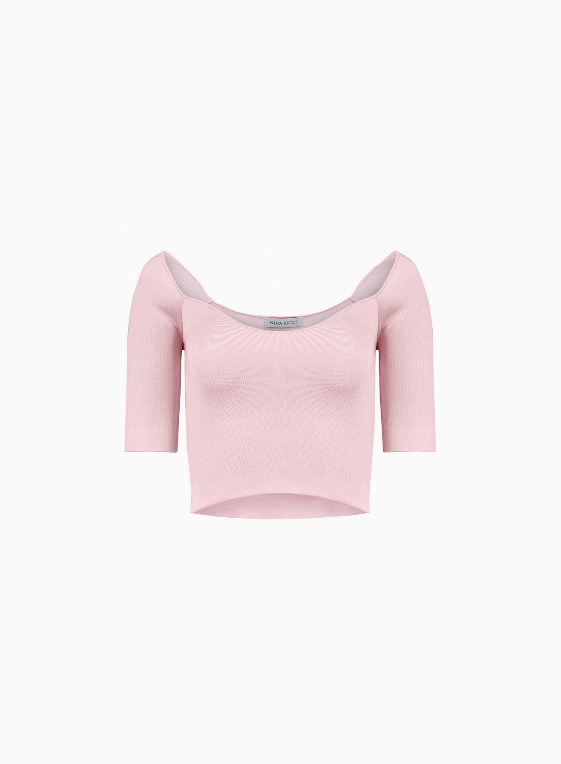 Heart neckline cropped top in pink - Nina Ricci