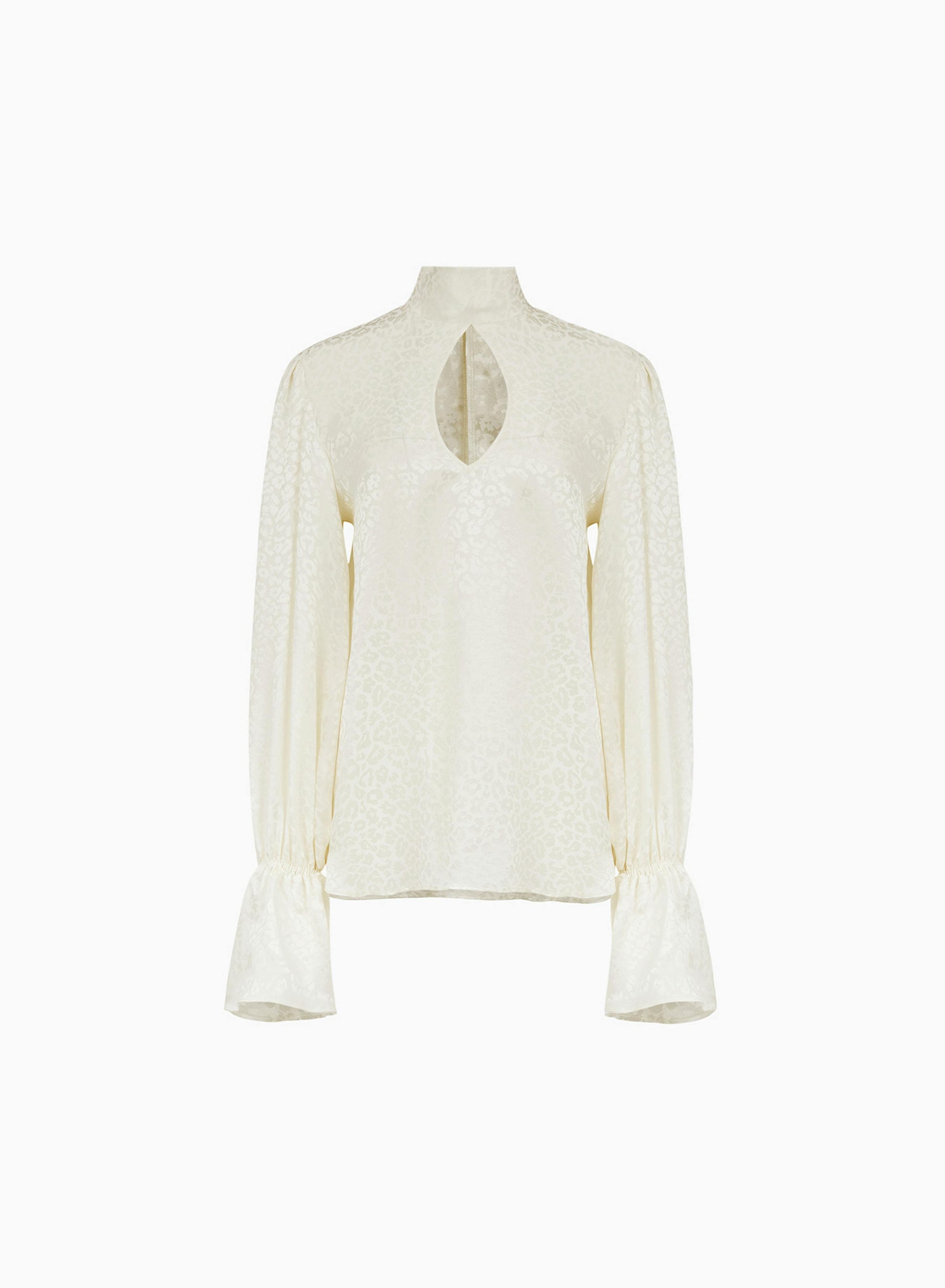 Leopard-jacquard cut-out blouse in creme - Nina Ricci