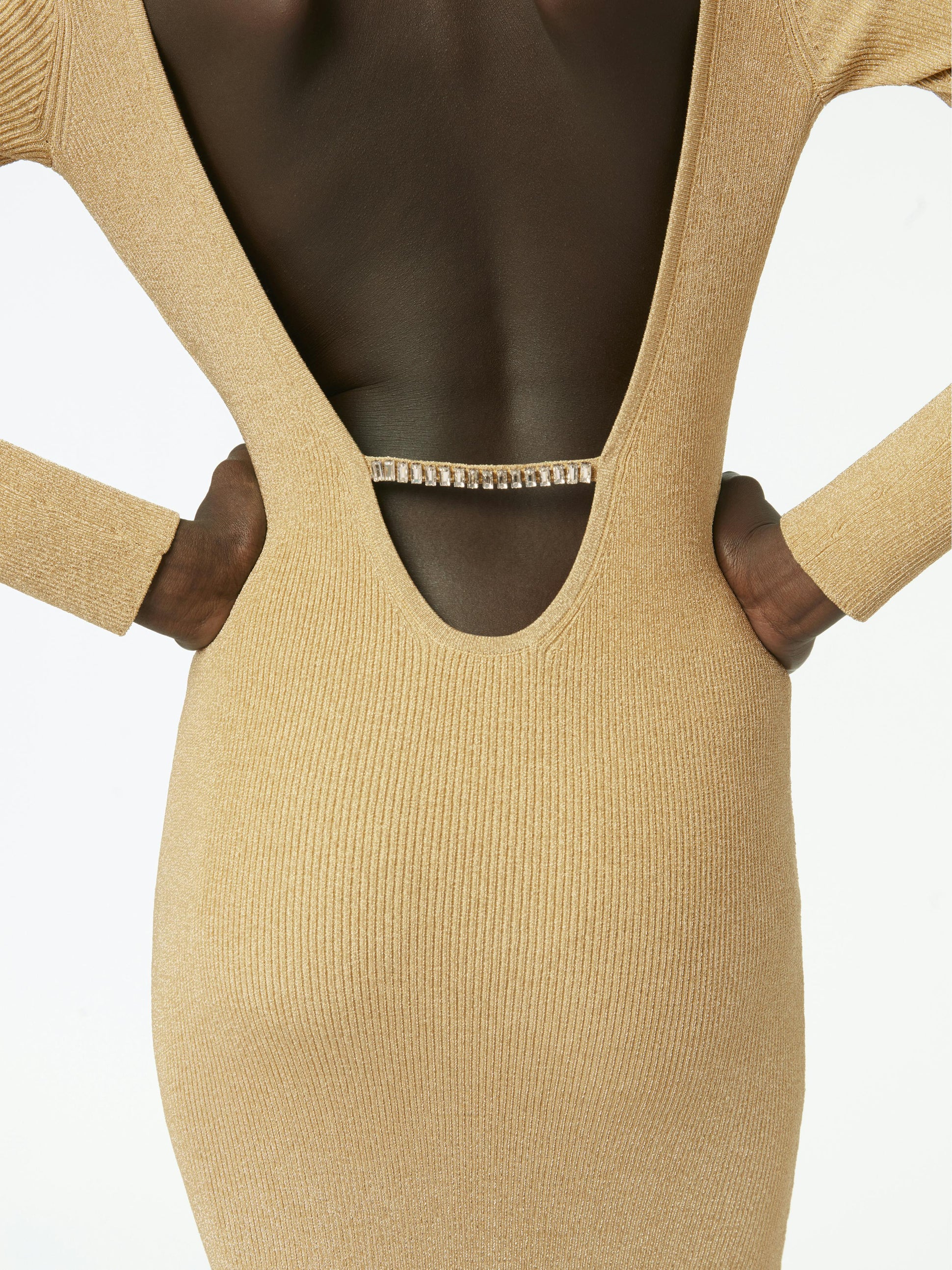 Heart neckline open-back dress in gold - Nina Ricci