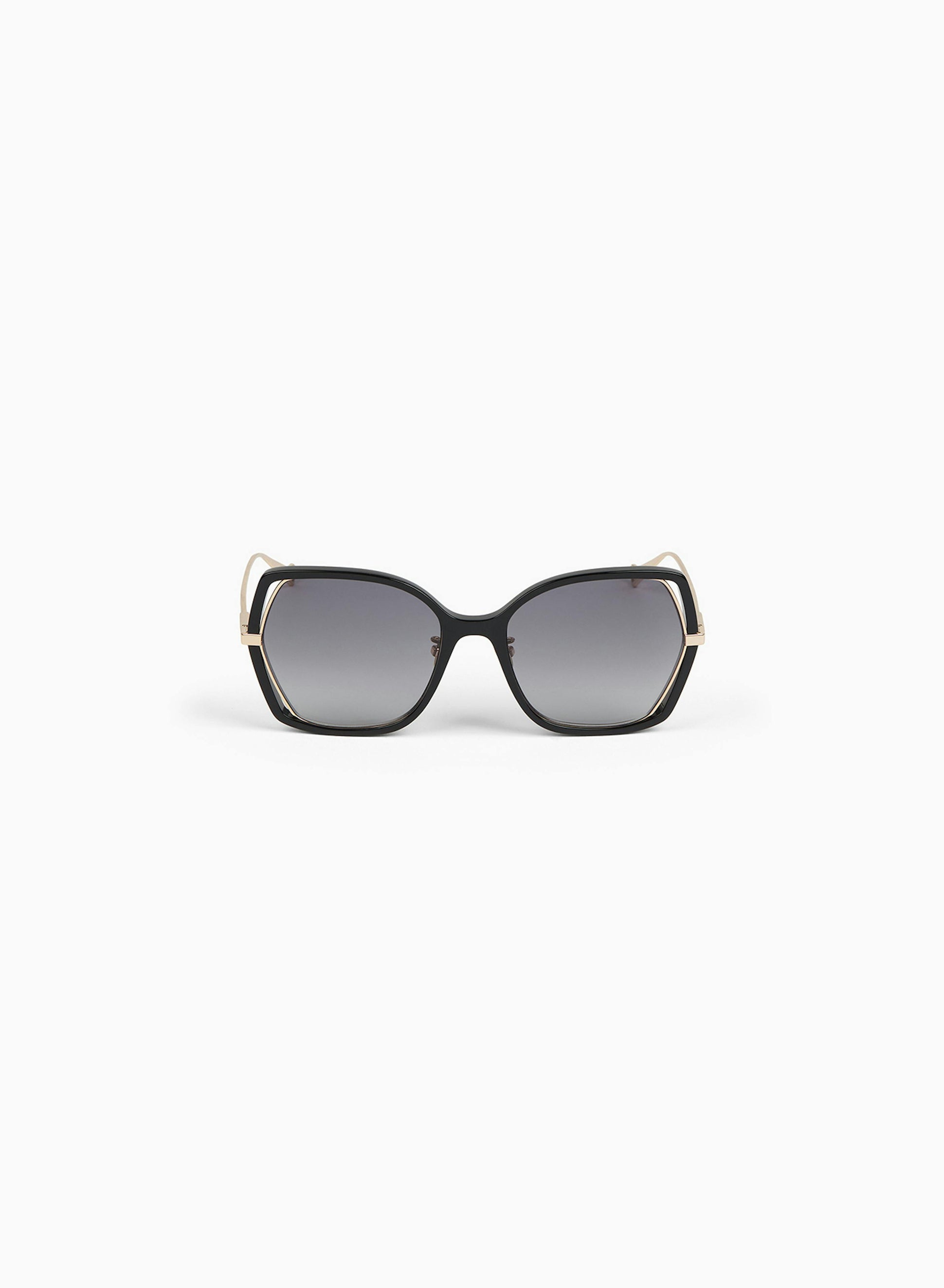 Geometric Sunglasses in Metal Shiny Black - Nina Ricci 