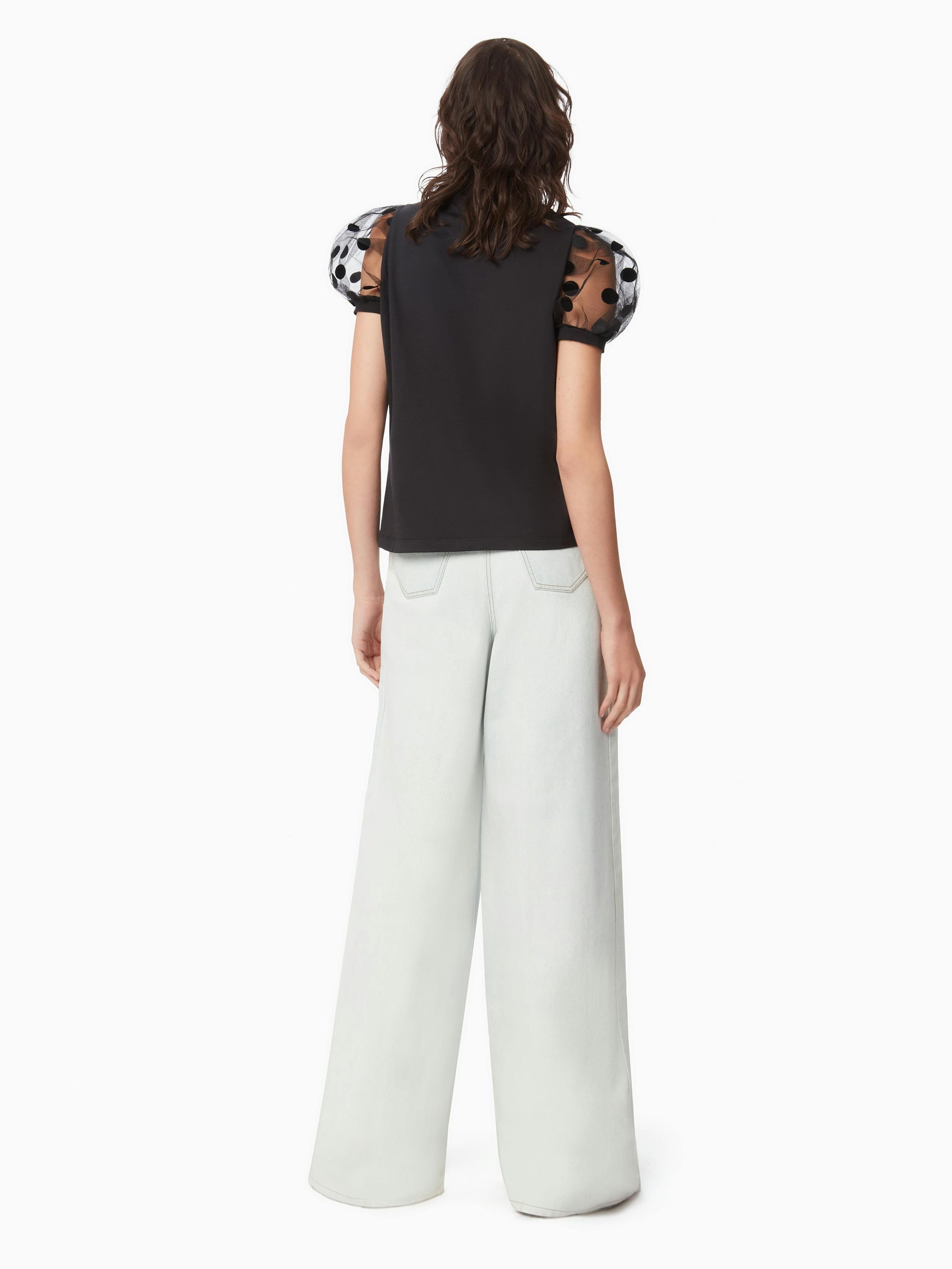 Tulle Puff Sleeves T-Shirt Black - Nina Ricci