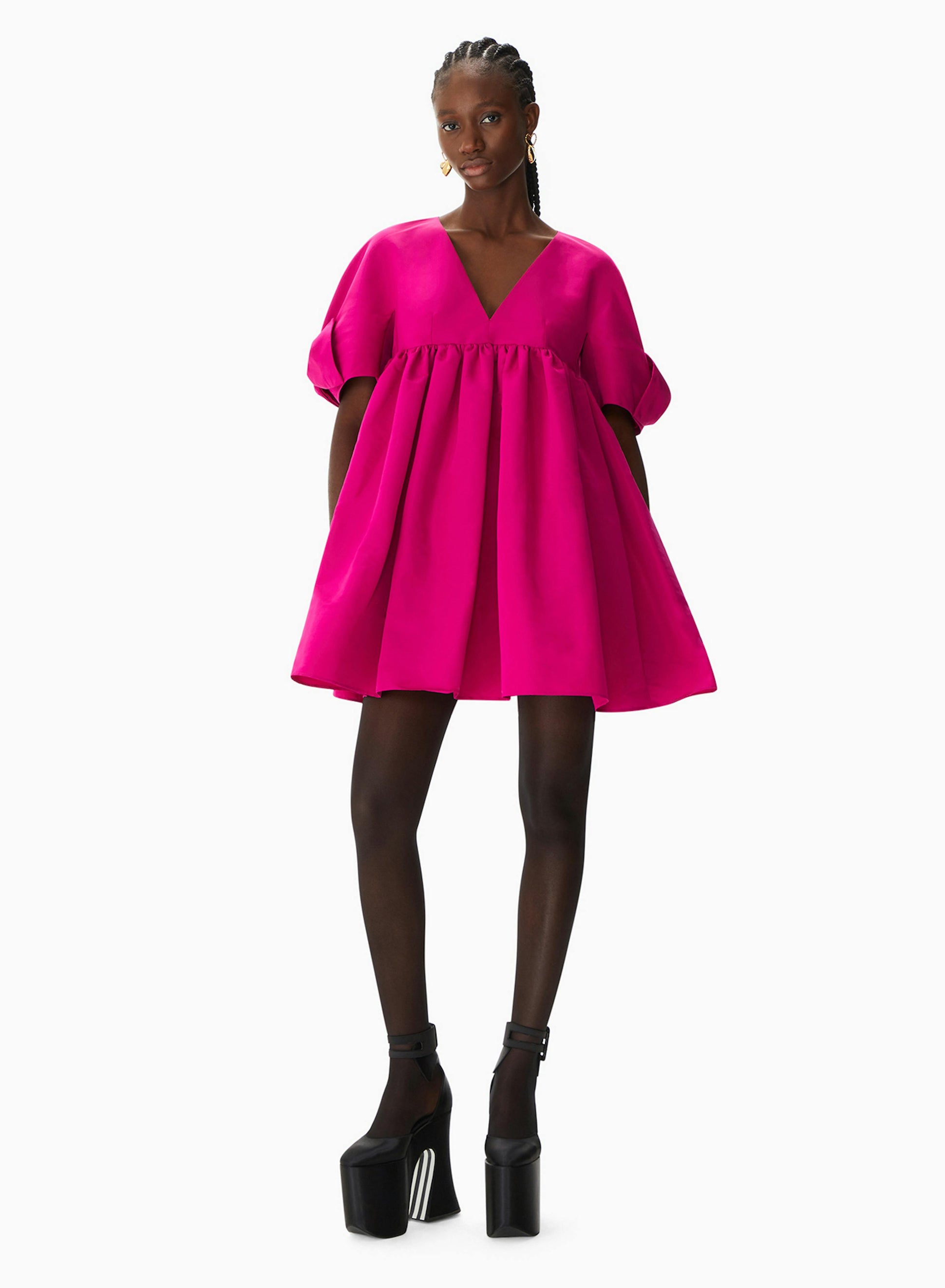 Mini Taffeta Babydoll Dress Fuchsia - Nina Ricci