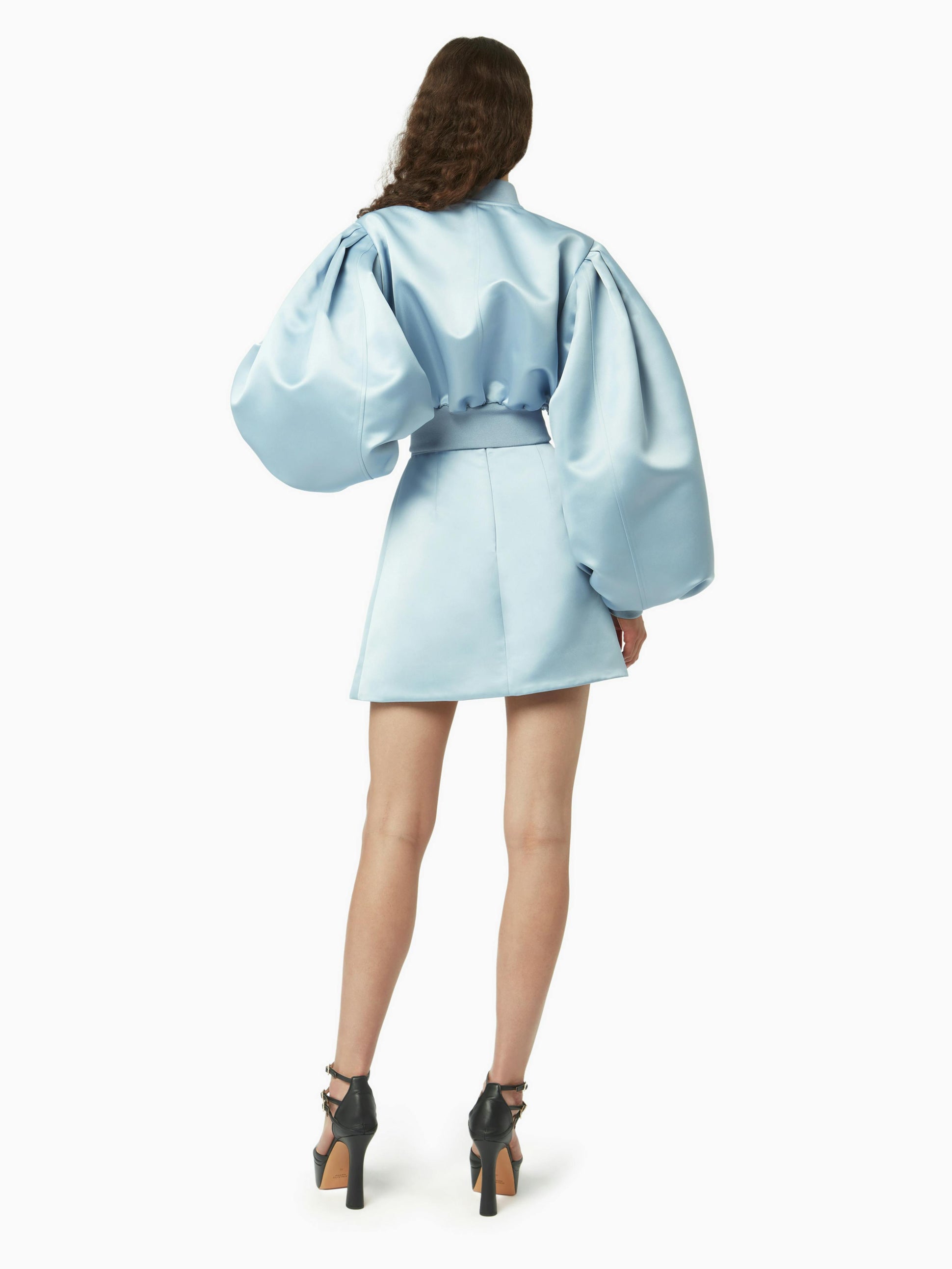 Satin cropped bomber in bluette - Nina Ricci