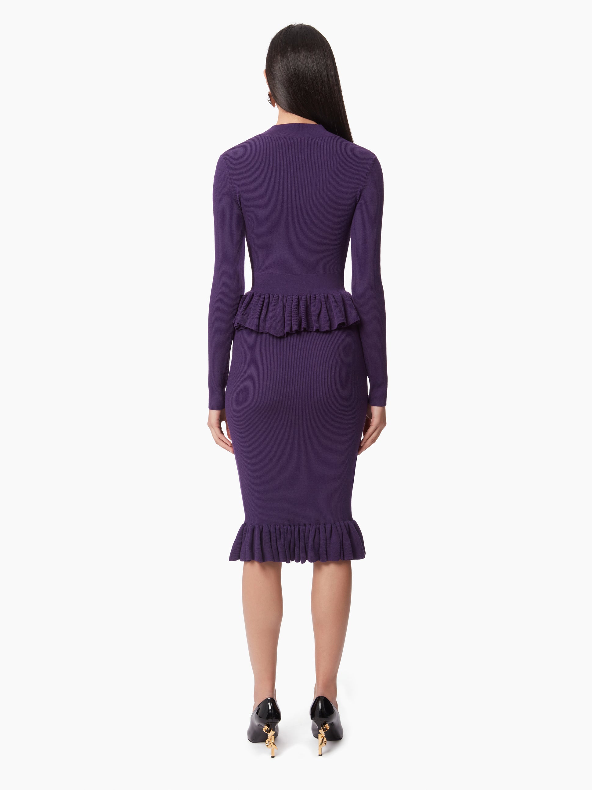 SWEATER WITH RUFFLE PEPLUM IN PURPLE - Nina Ricci