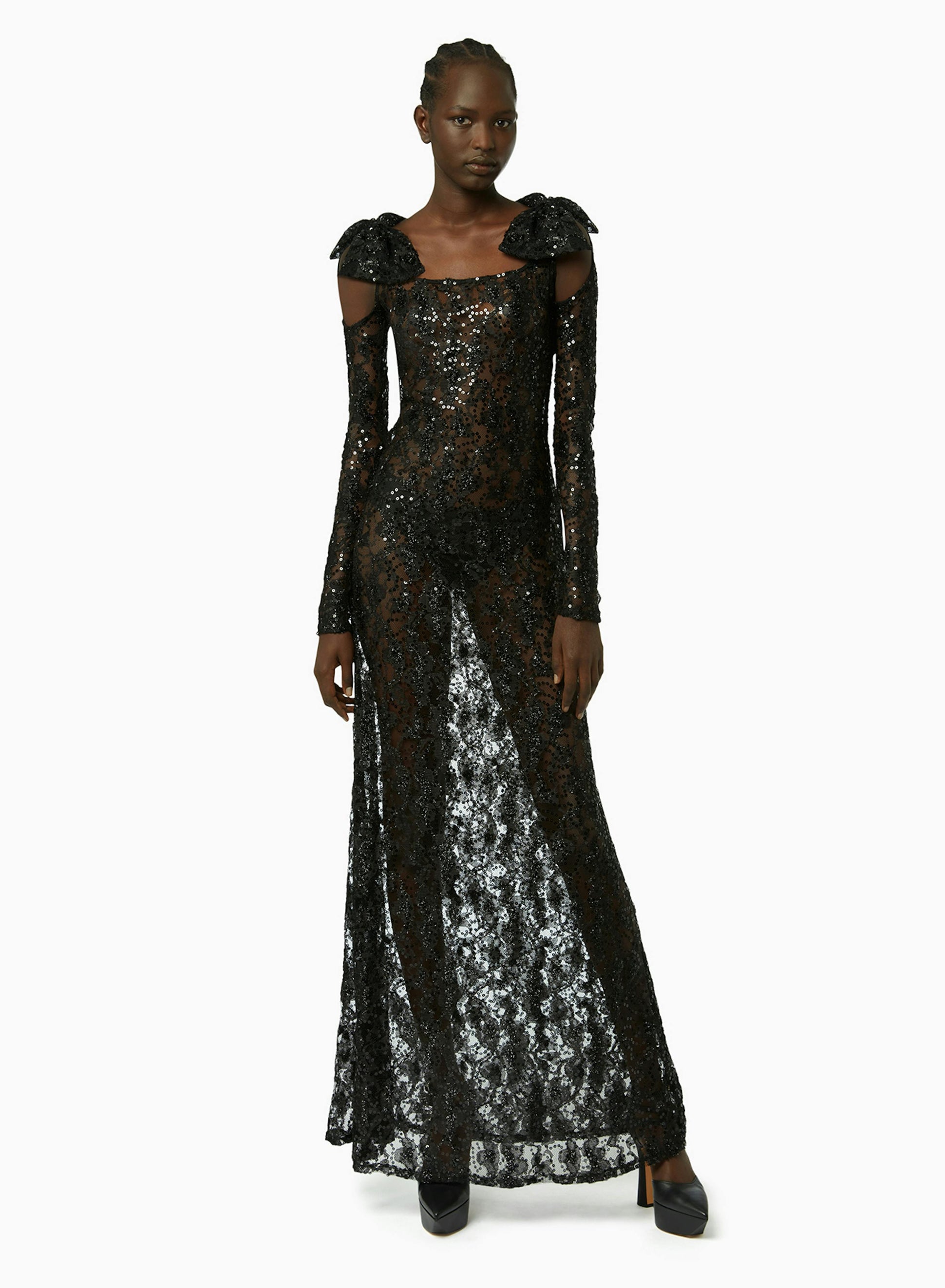 Long sequin lace dress in black - Nina Ricci