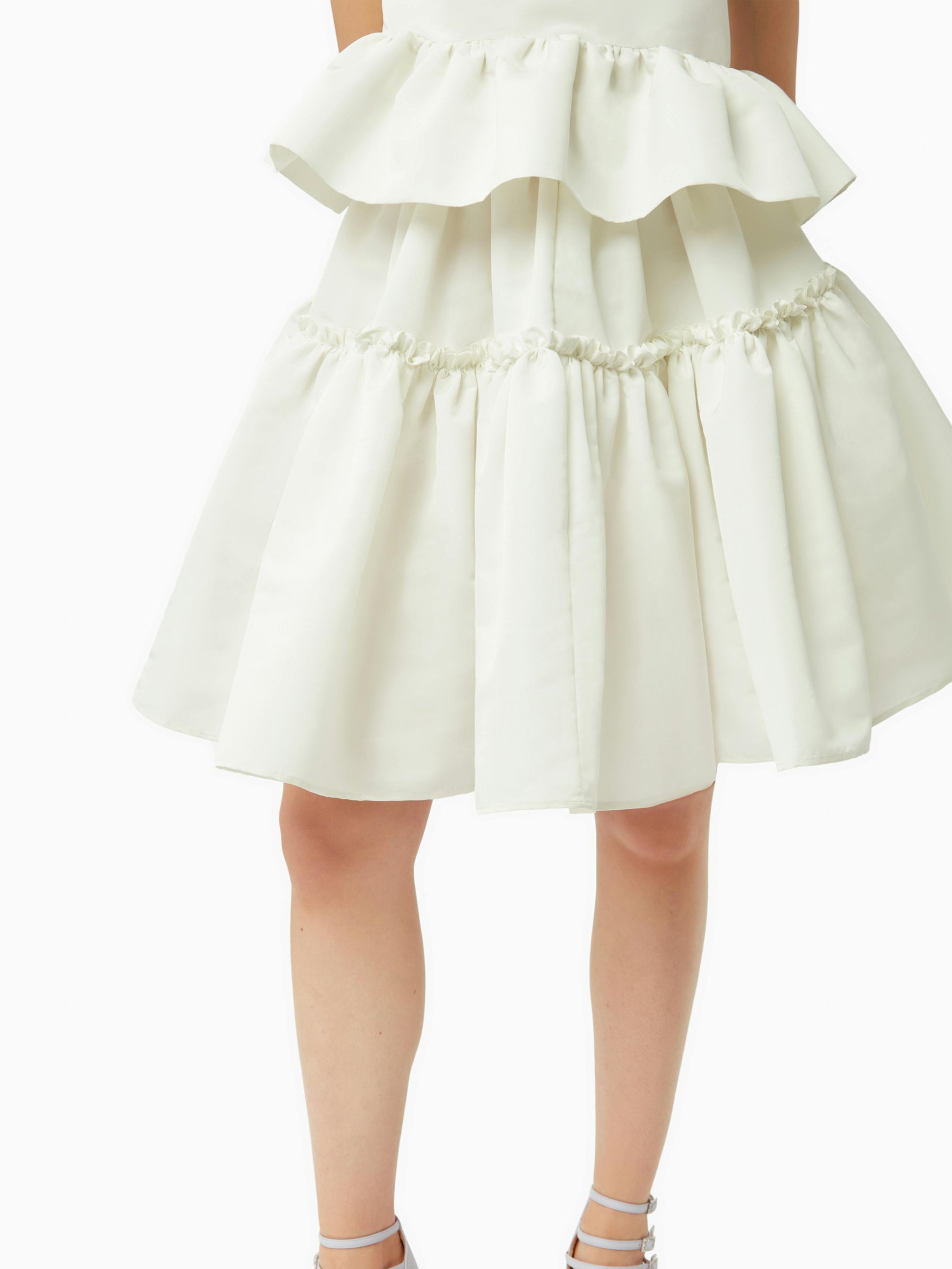 Midi babydoll taffeta skirt in natural - Nina Ricci