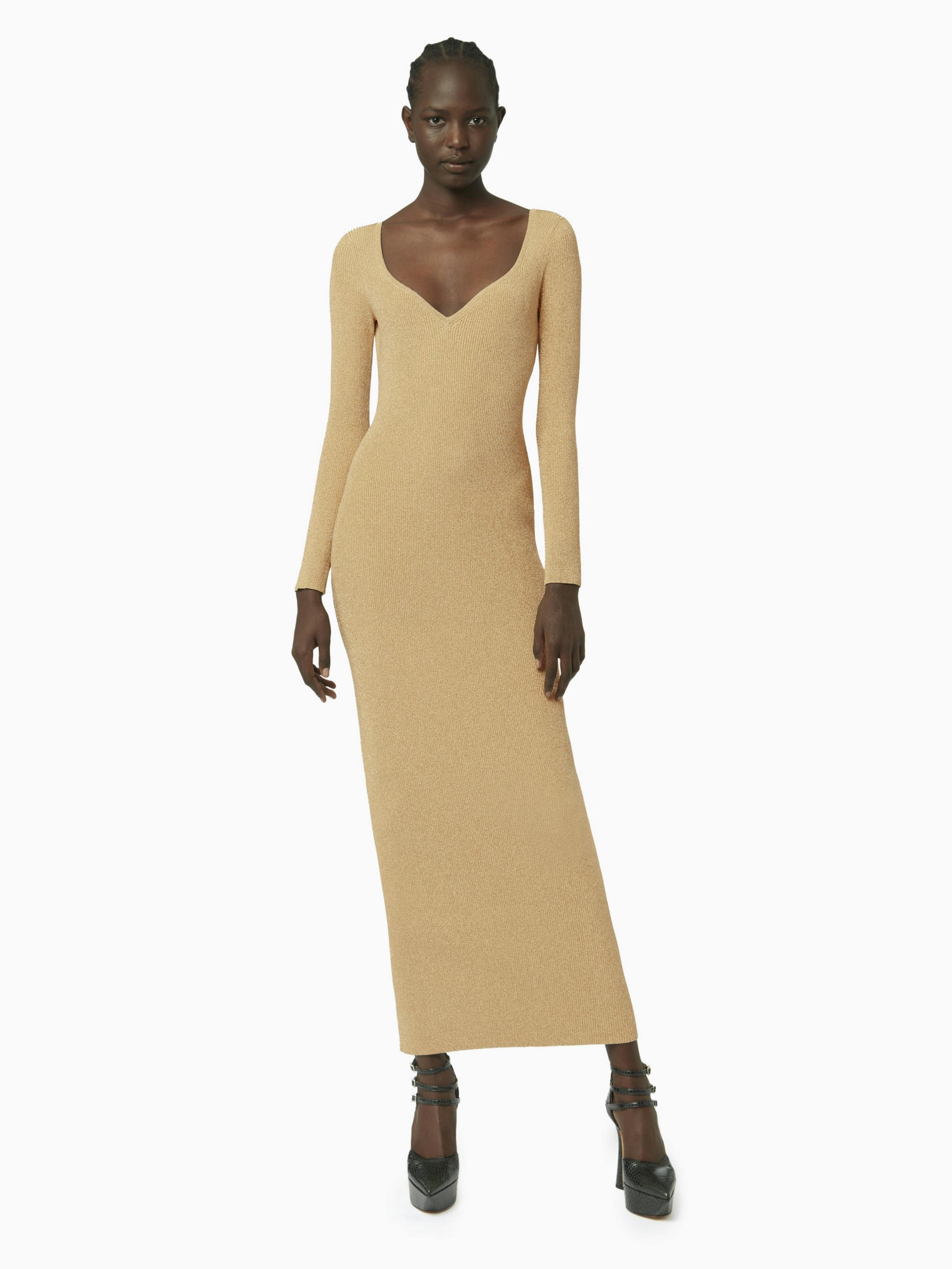 Heart neckline open-back dress in gold - Nina Ricci