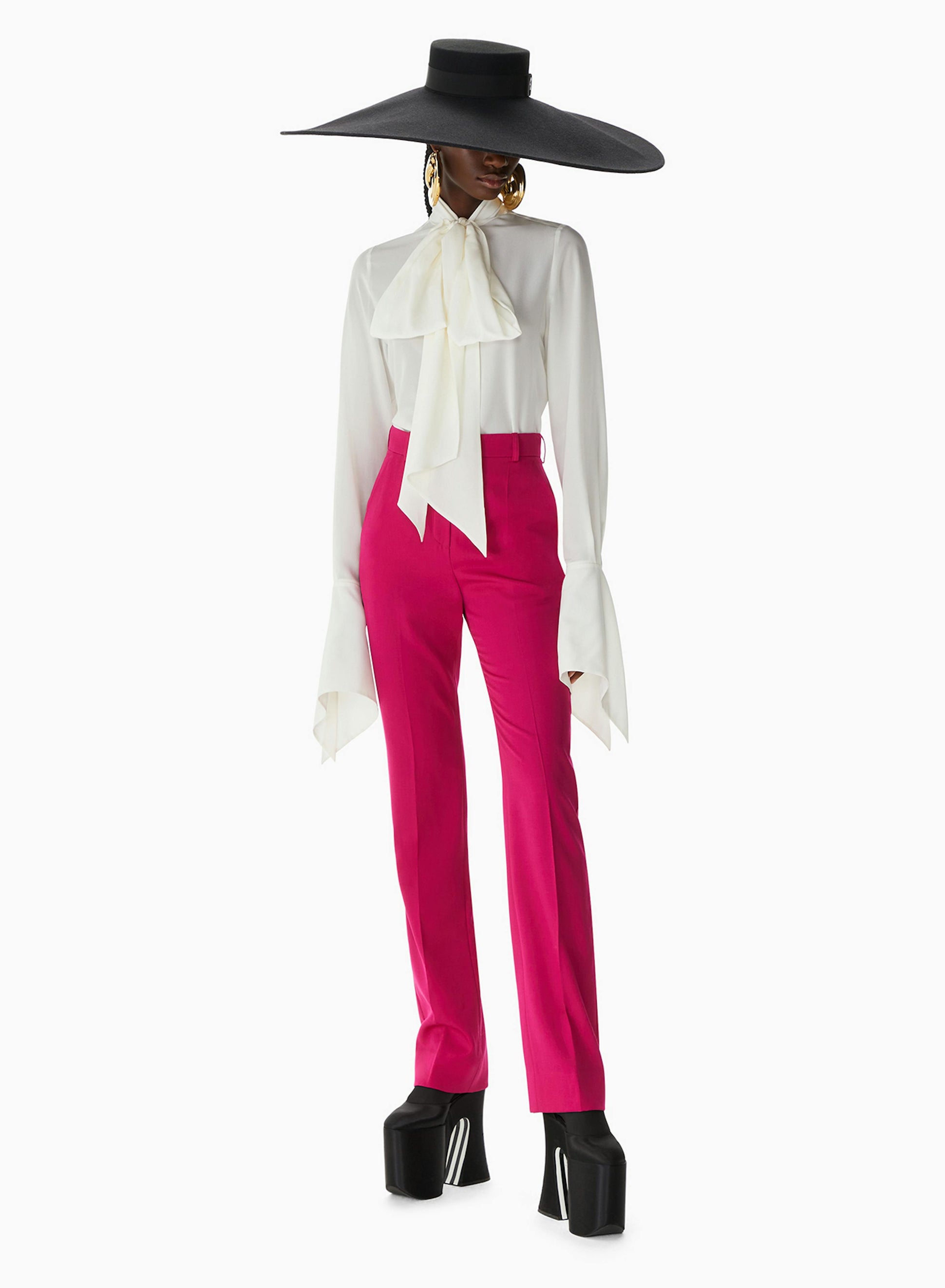 Tie-Neck Crepe de Chine Shirt white - Nina Ricci