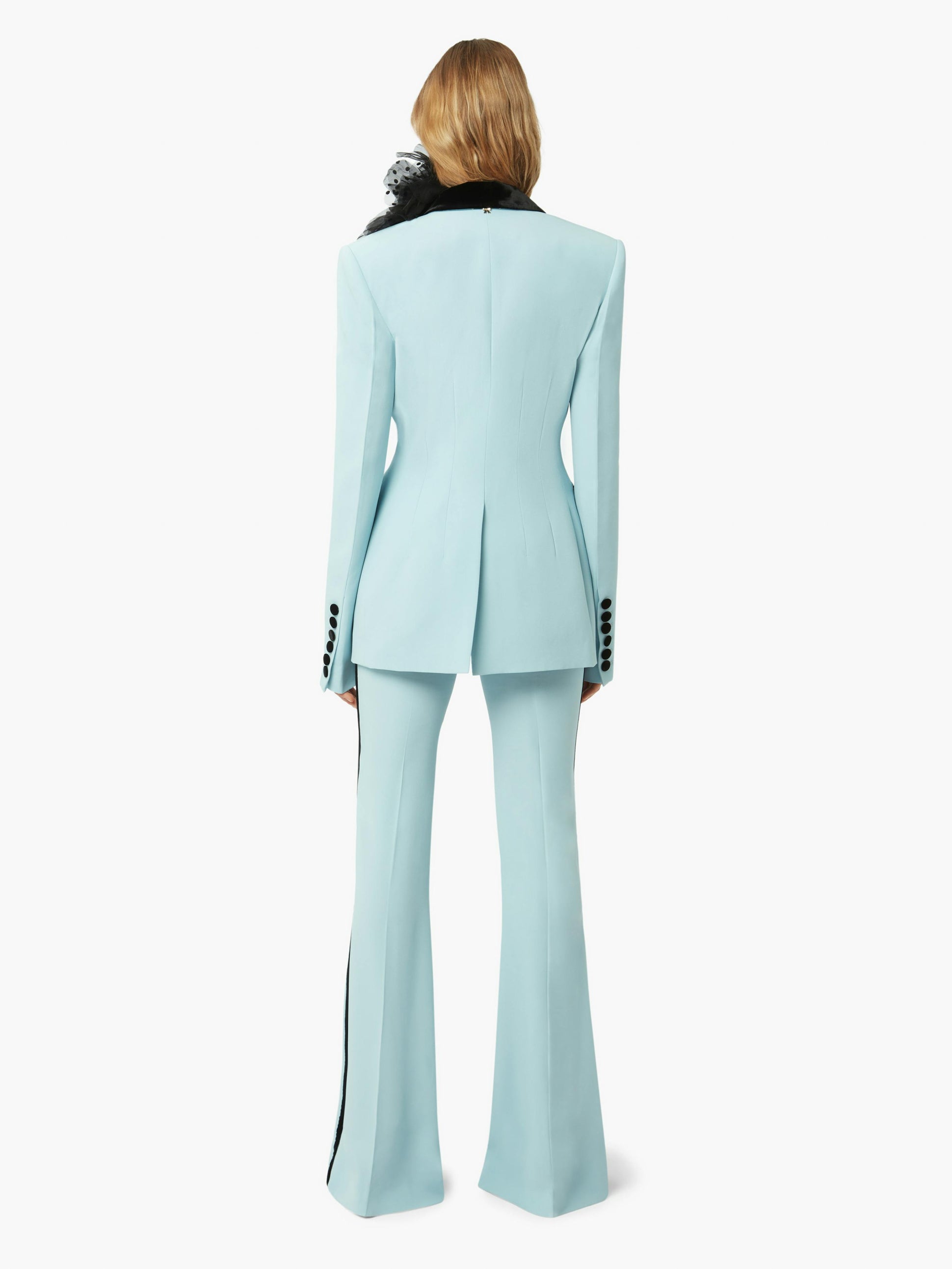 Tuxedo detail blazer in light blue- Nina Ricci