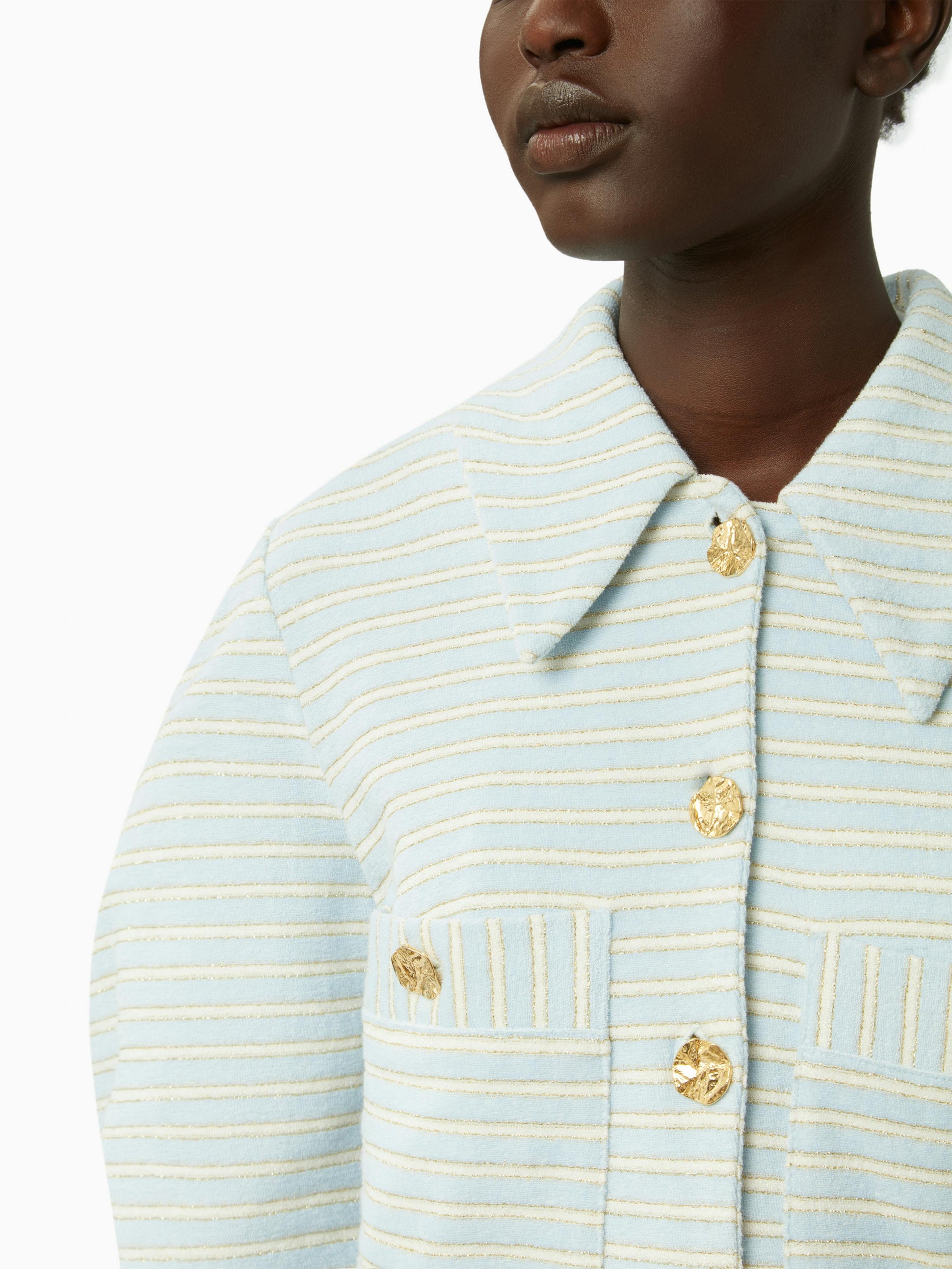 Striped terry cotton jacket in blue and gold - Nina Ricci