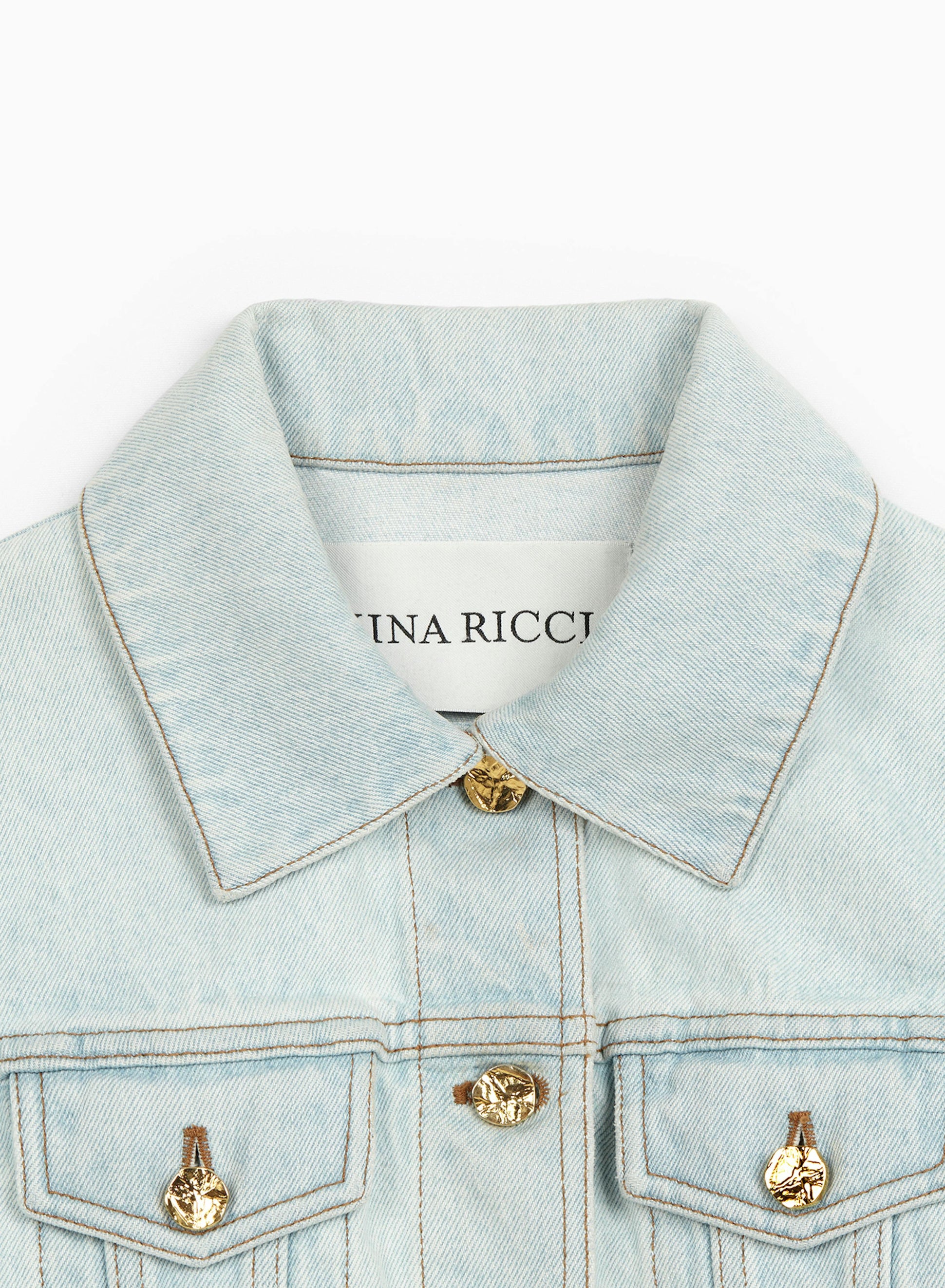 Denim Cocoon Sleeve Jacket Faded Blue - Nina Ricci 