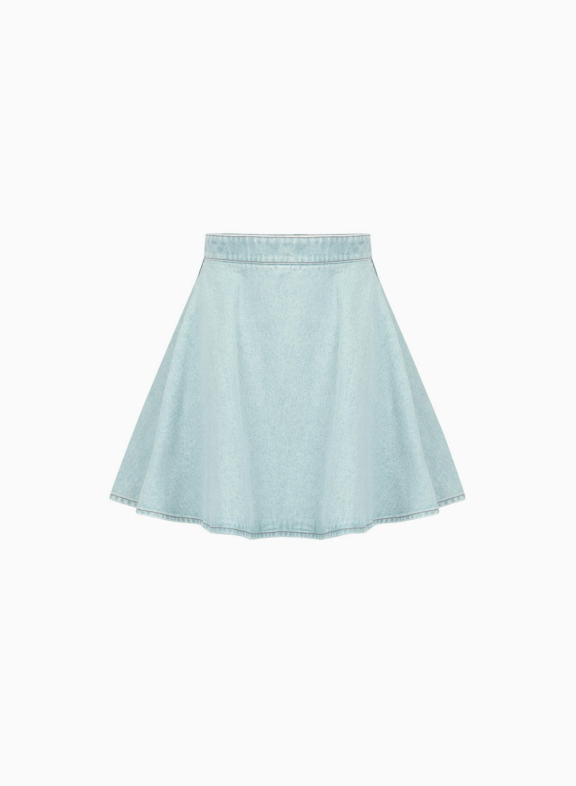 Mini denim flared skirt in light denim - Nina Ricci