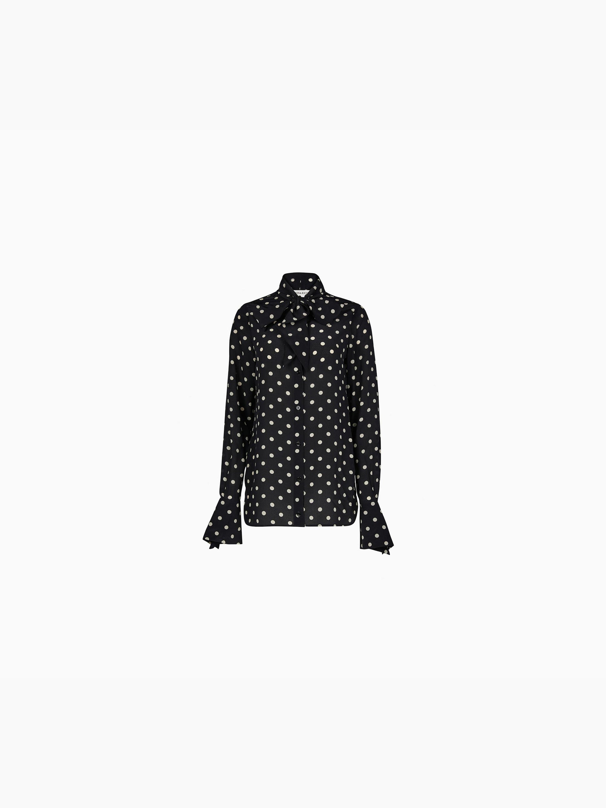 Shirt Crepe De Chine Polka-Dot Print Black and White - Nina Ricci