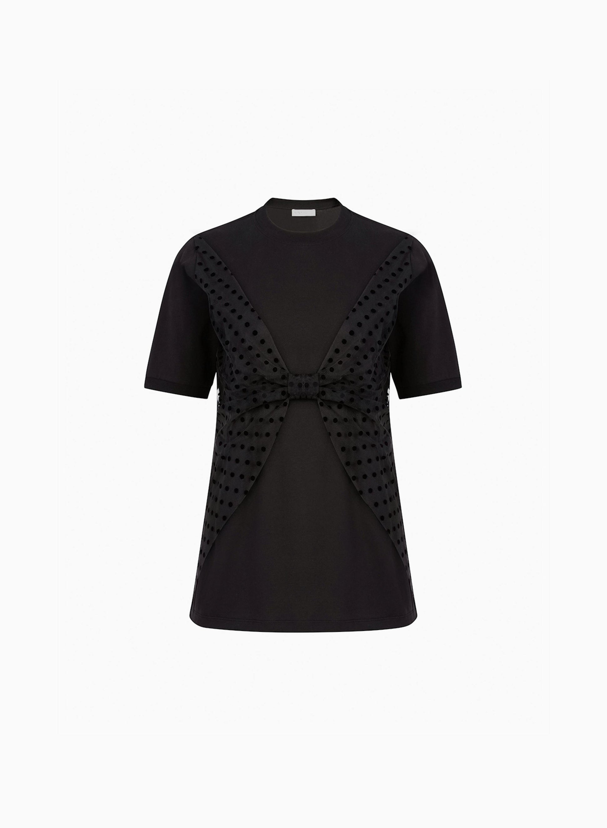 T-shirt with polka dot bow in black - Nina Ricci