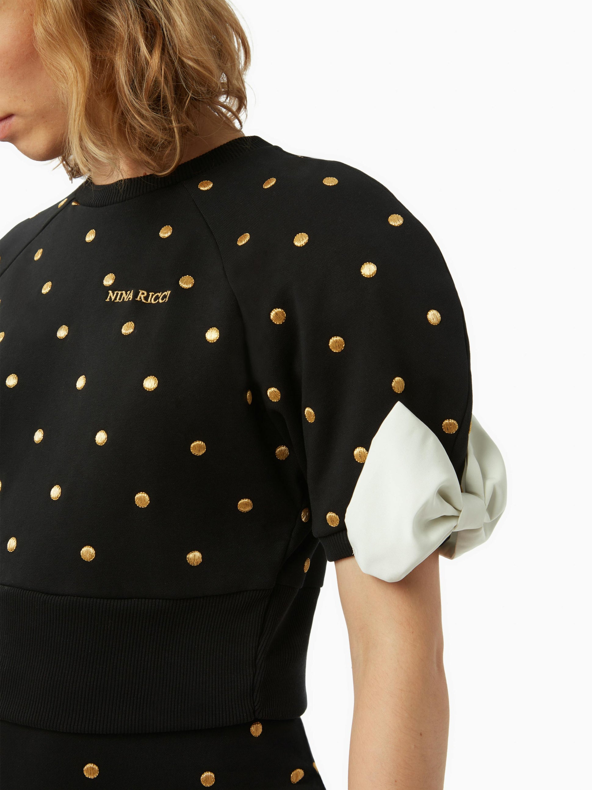 Cropped polka dot top in black - Nina Ricci