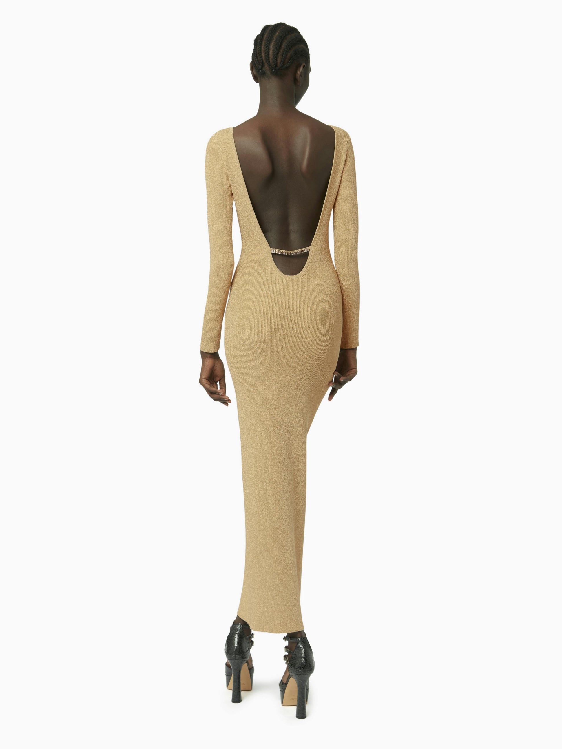 Heart neckline open-back dress in gold - Nina Ricci