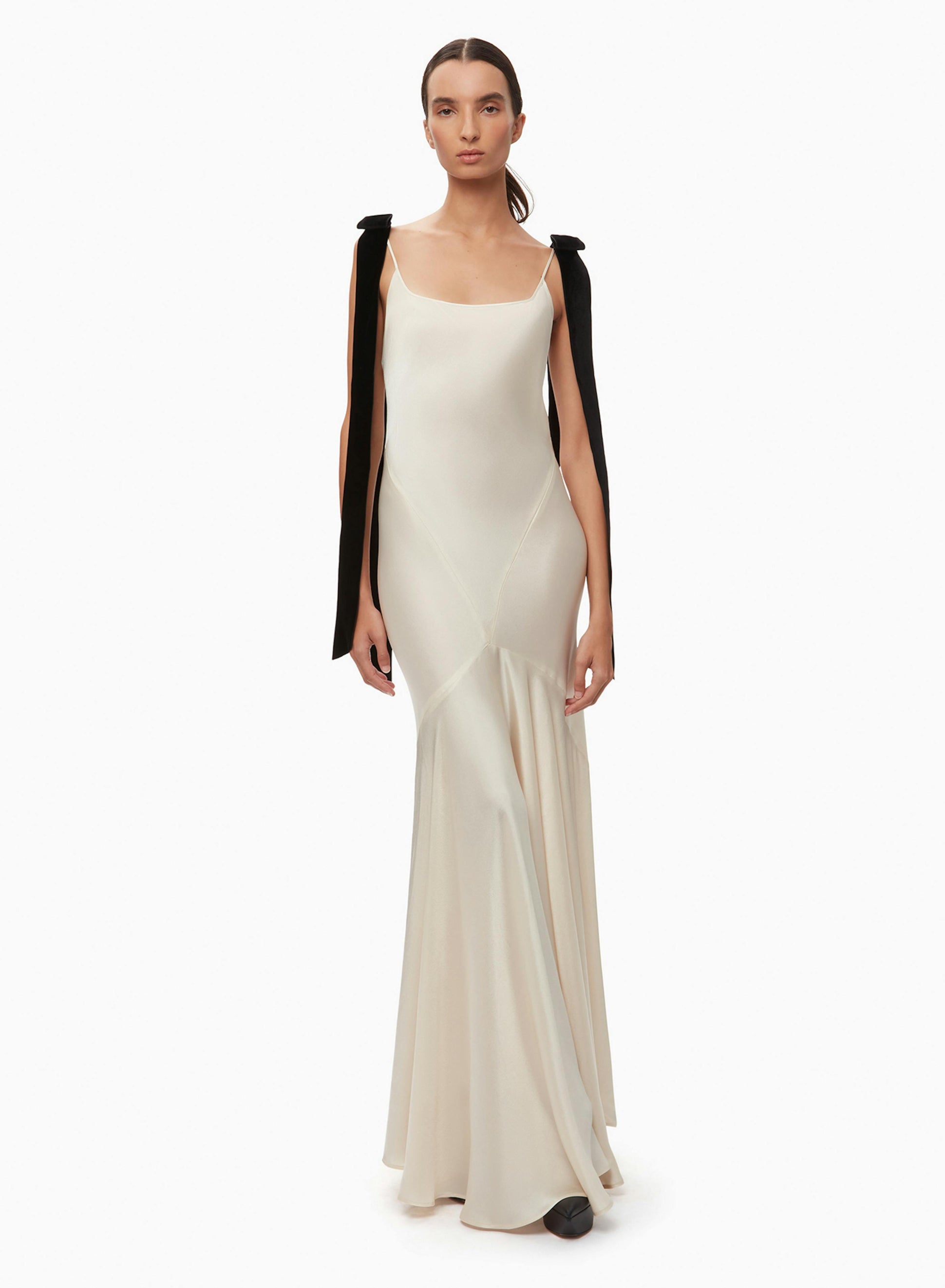 Long satin dress in champagne - Nina Ricci