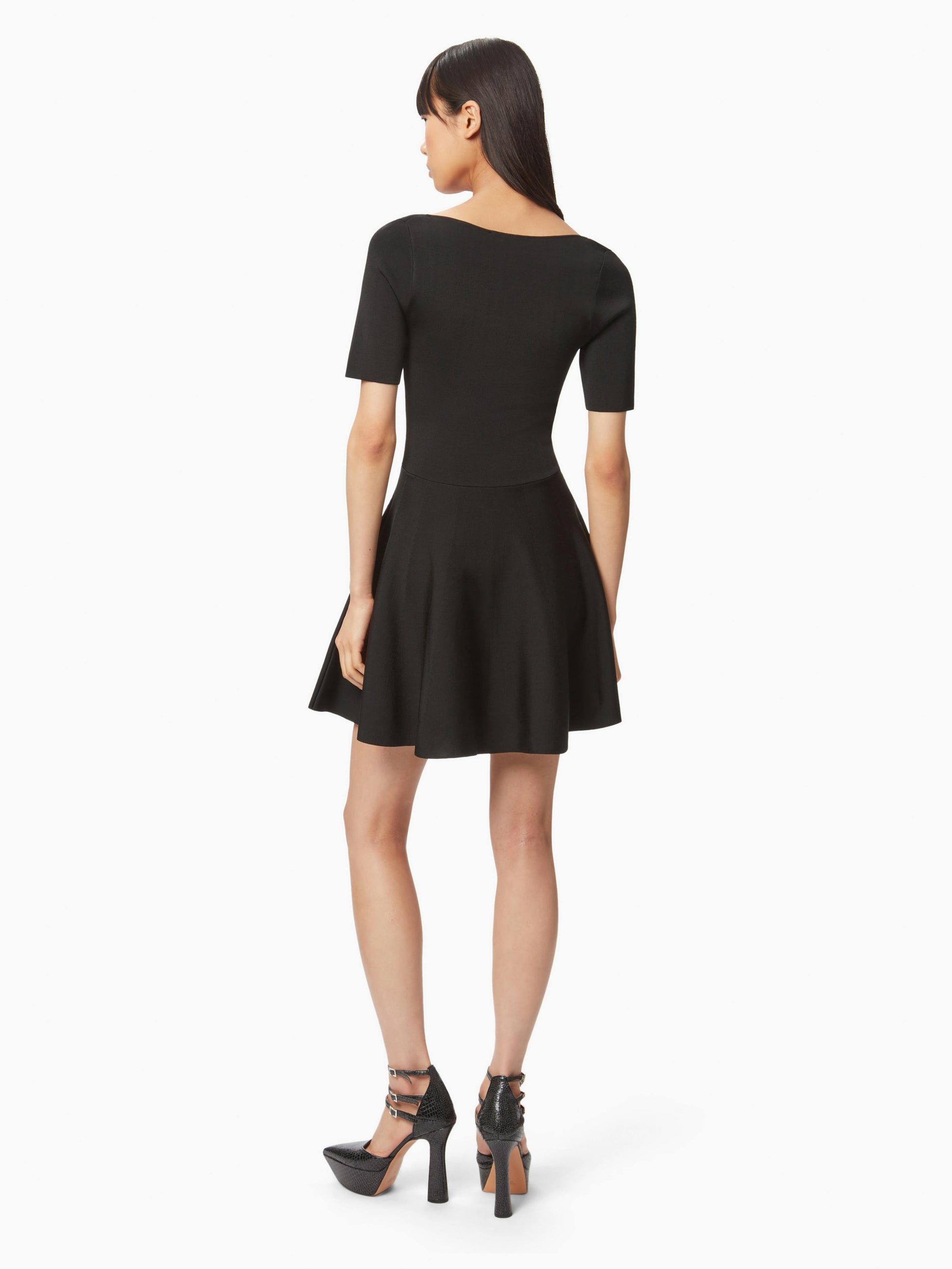 Heart neckline flared dress in black - Nina Ricci