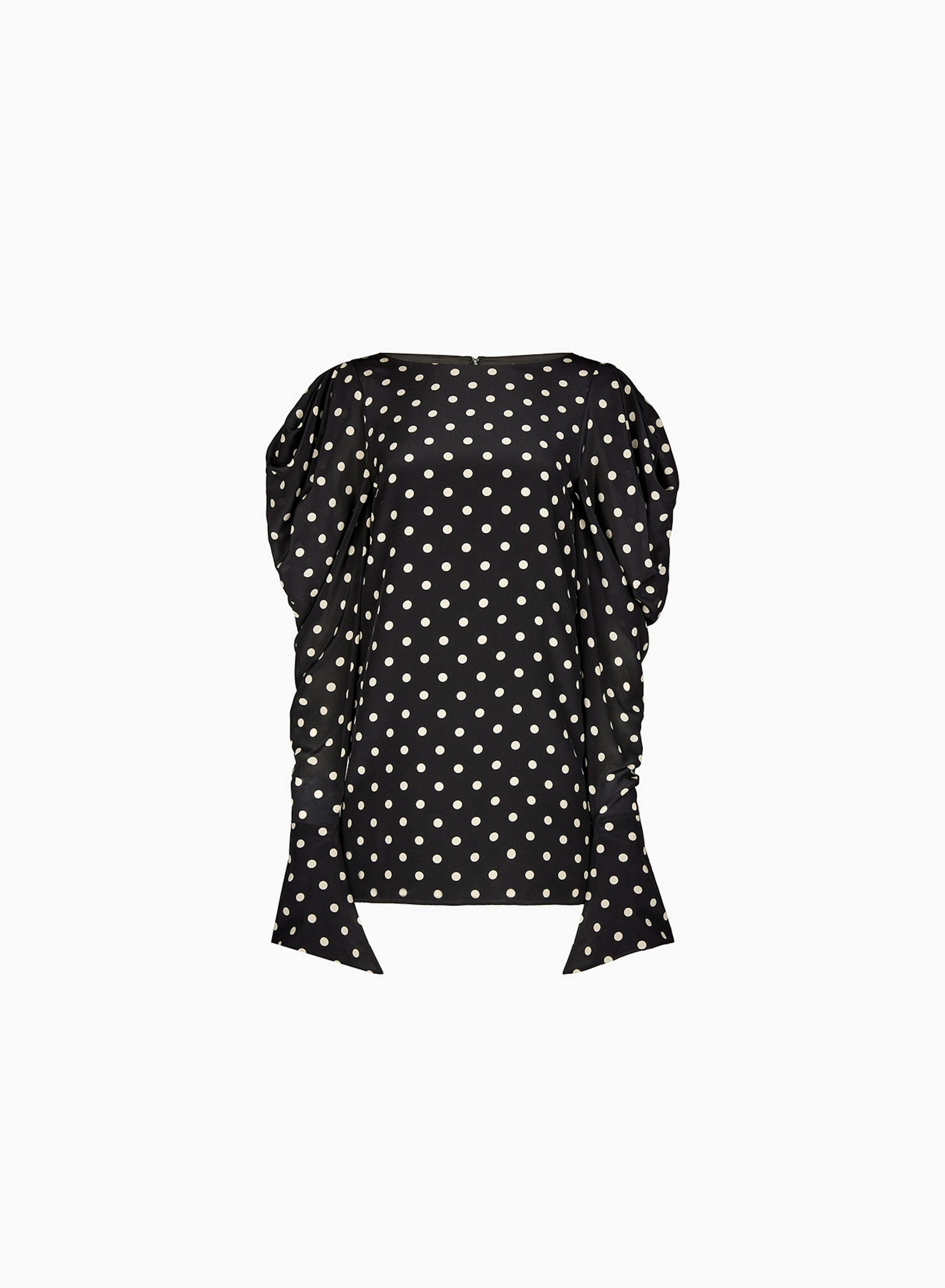 Puff Gathered Sleeves Mini Dress Polka Dots - Nina Ricci