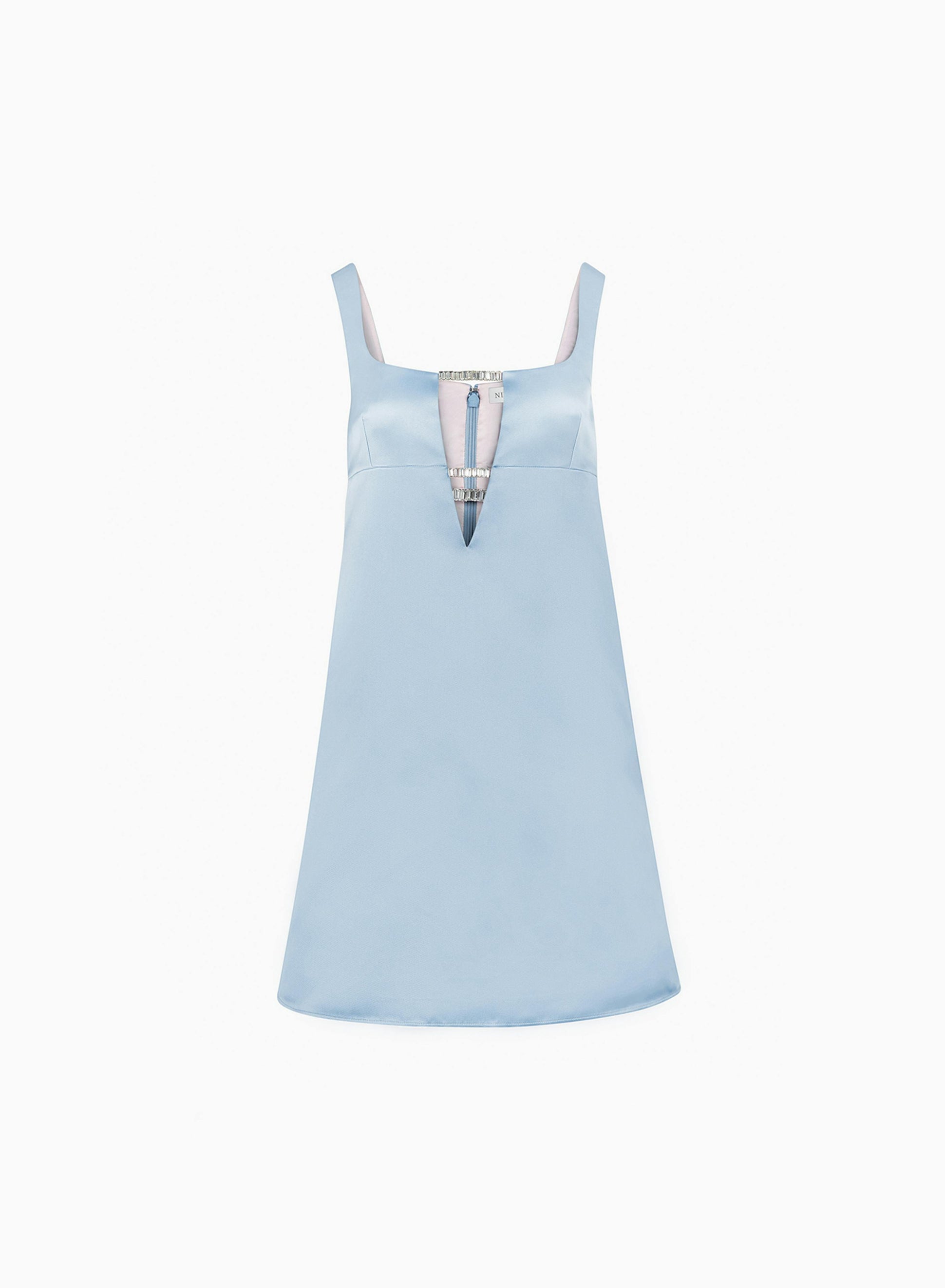 Satin mini a-line dress in blue - Nina Ricci