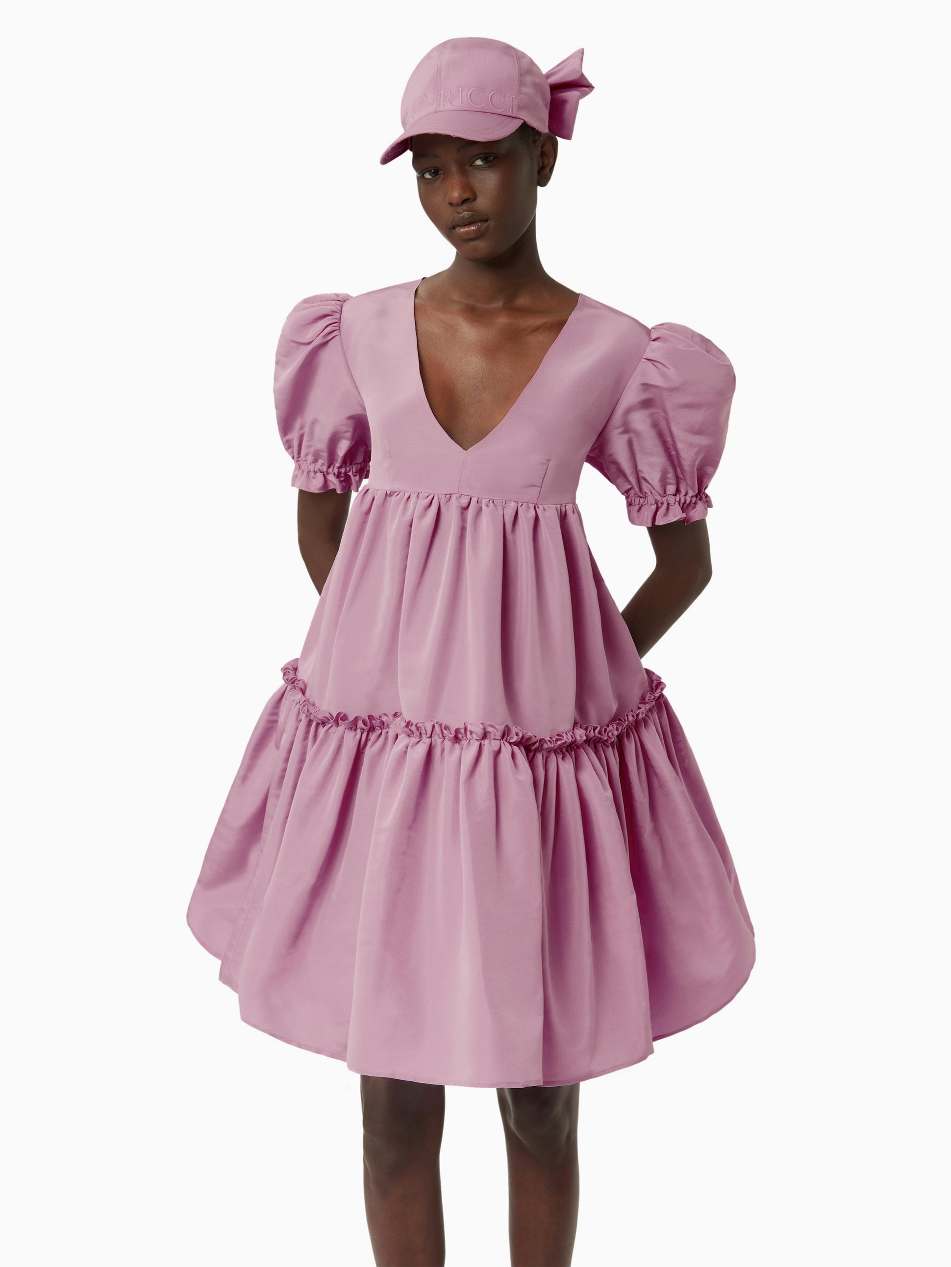 Taffeta babydoll dress in dark pink - Nina Ricci