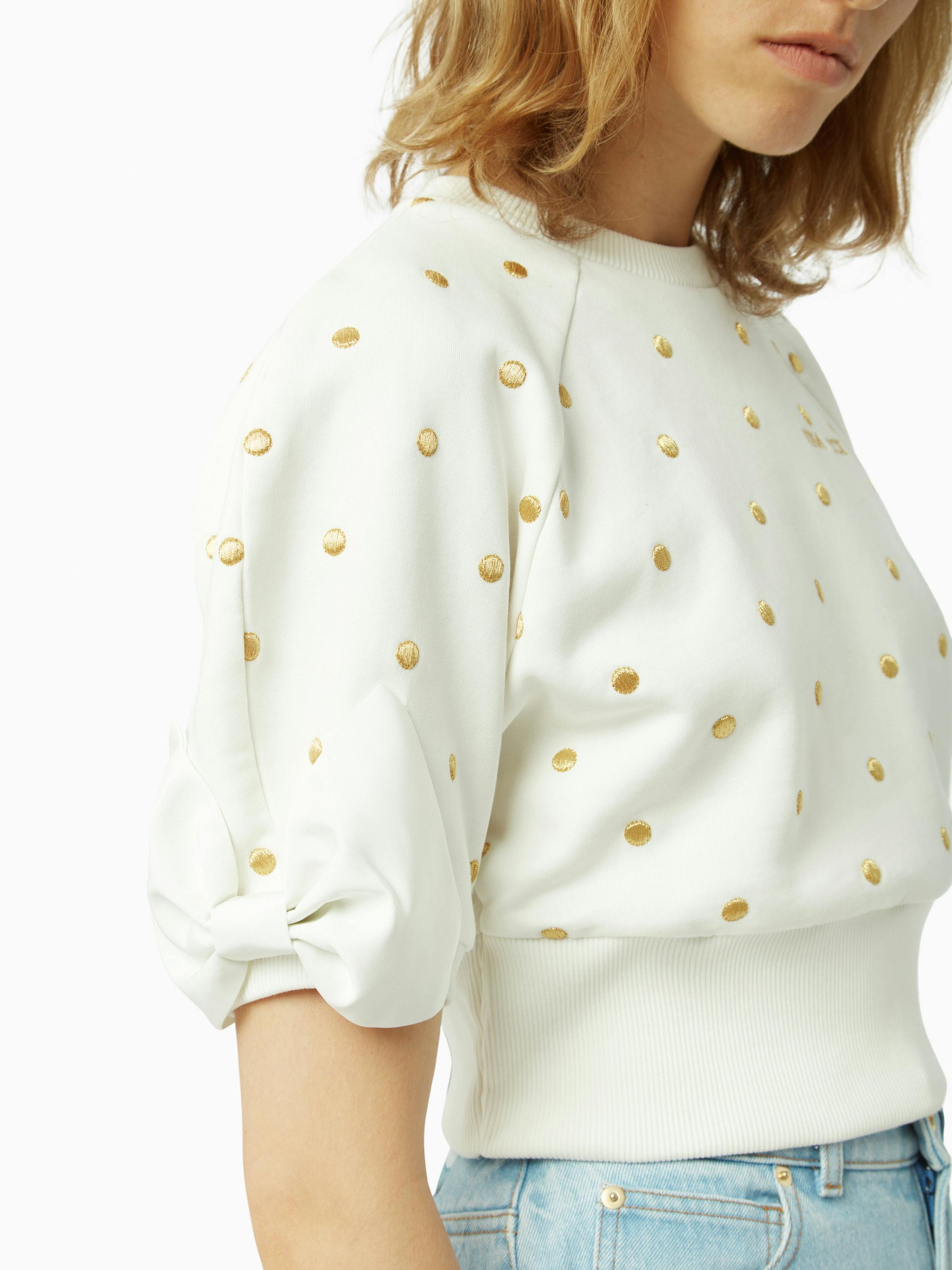 Cropped polka dot top in white gold - Nina Ricci