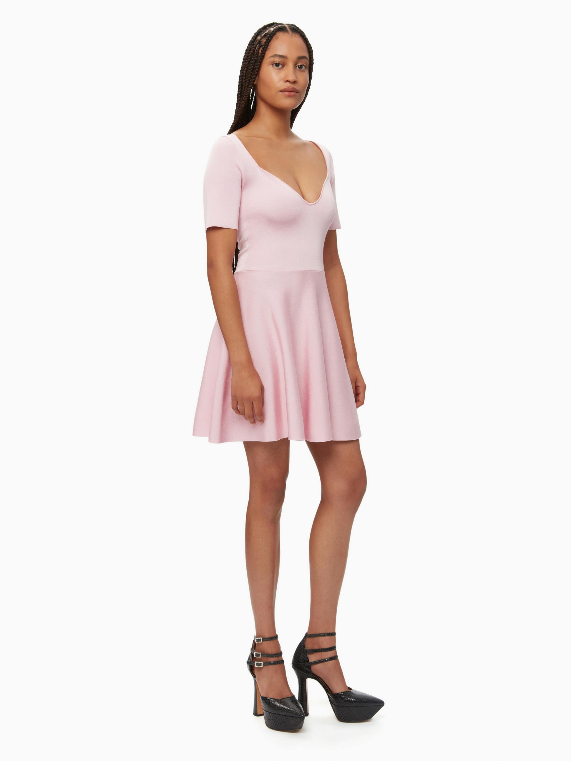 Heart neckline flared dress in pink - Nina Ricci