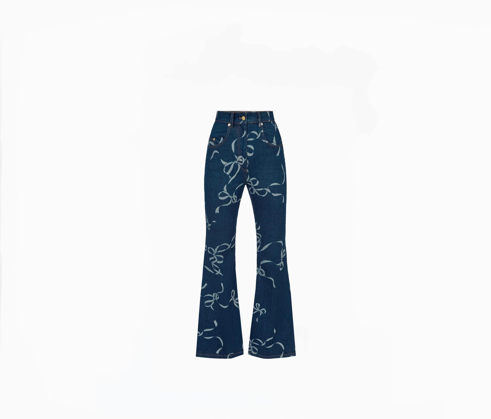BOW-PRINT EXAGGERATED FLARE JEANS 36