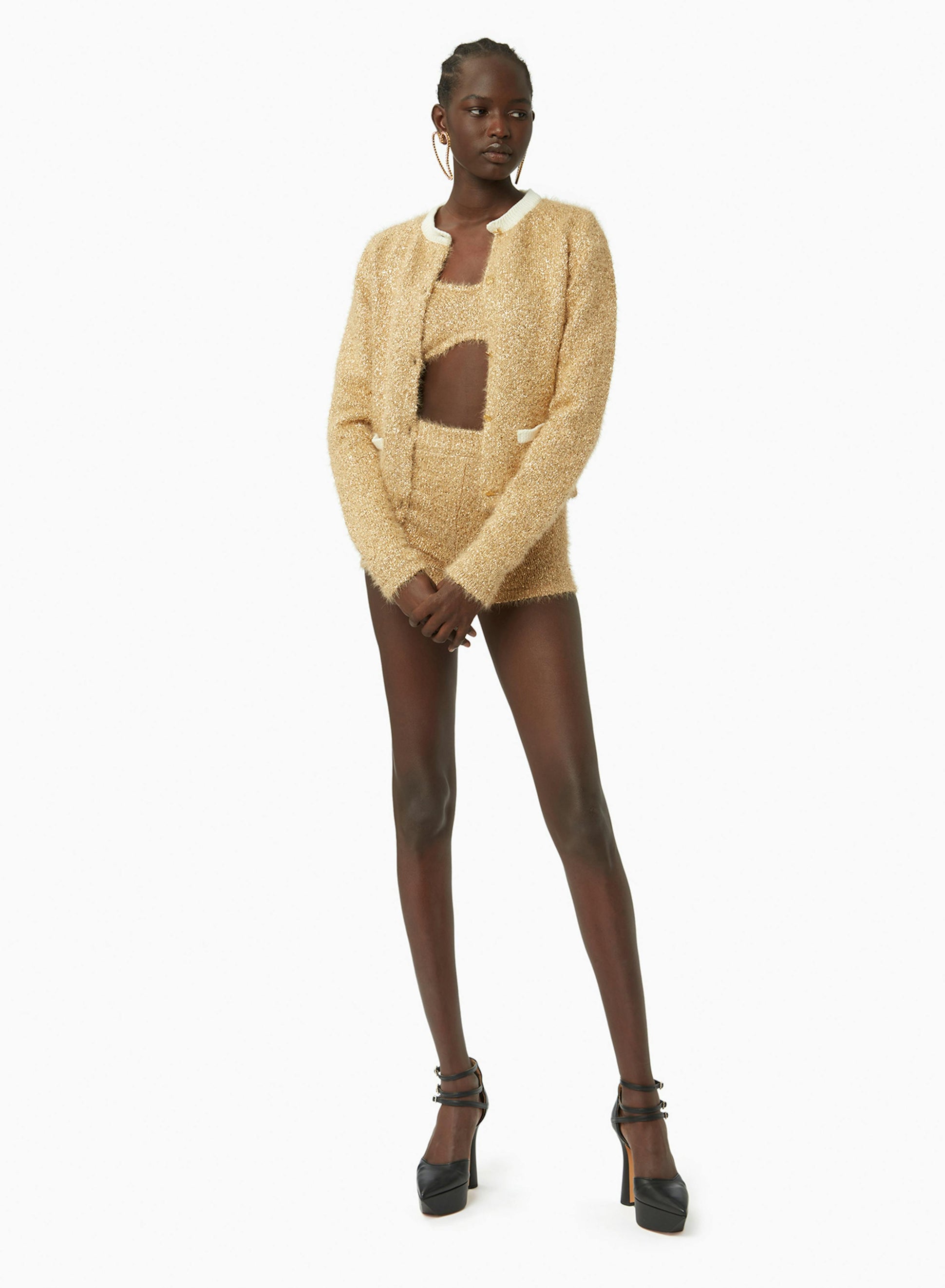 Metallic knit cardigan in gold - Nina Ricci