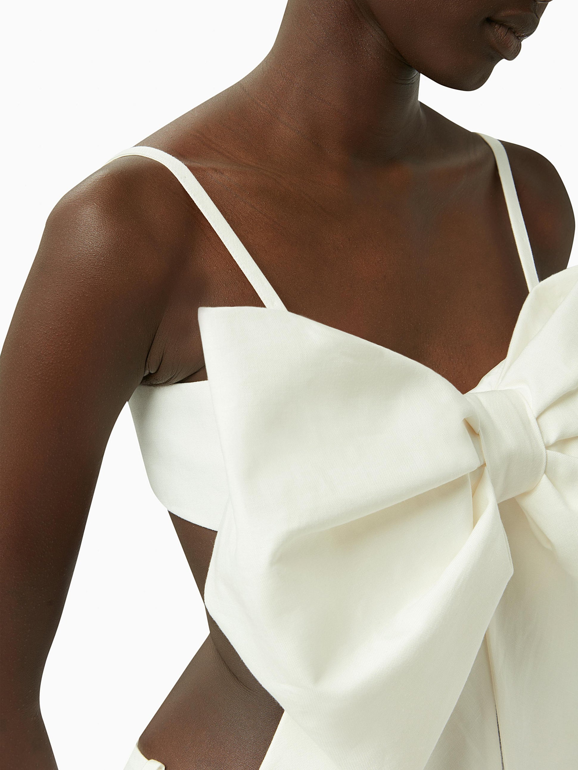 Linen bow bralette in natural - Nina Ricci