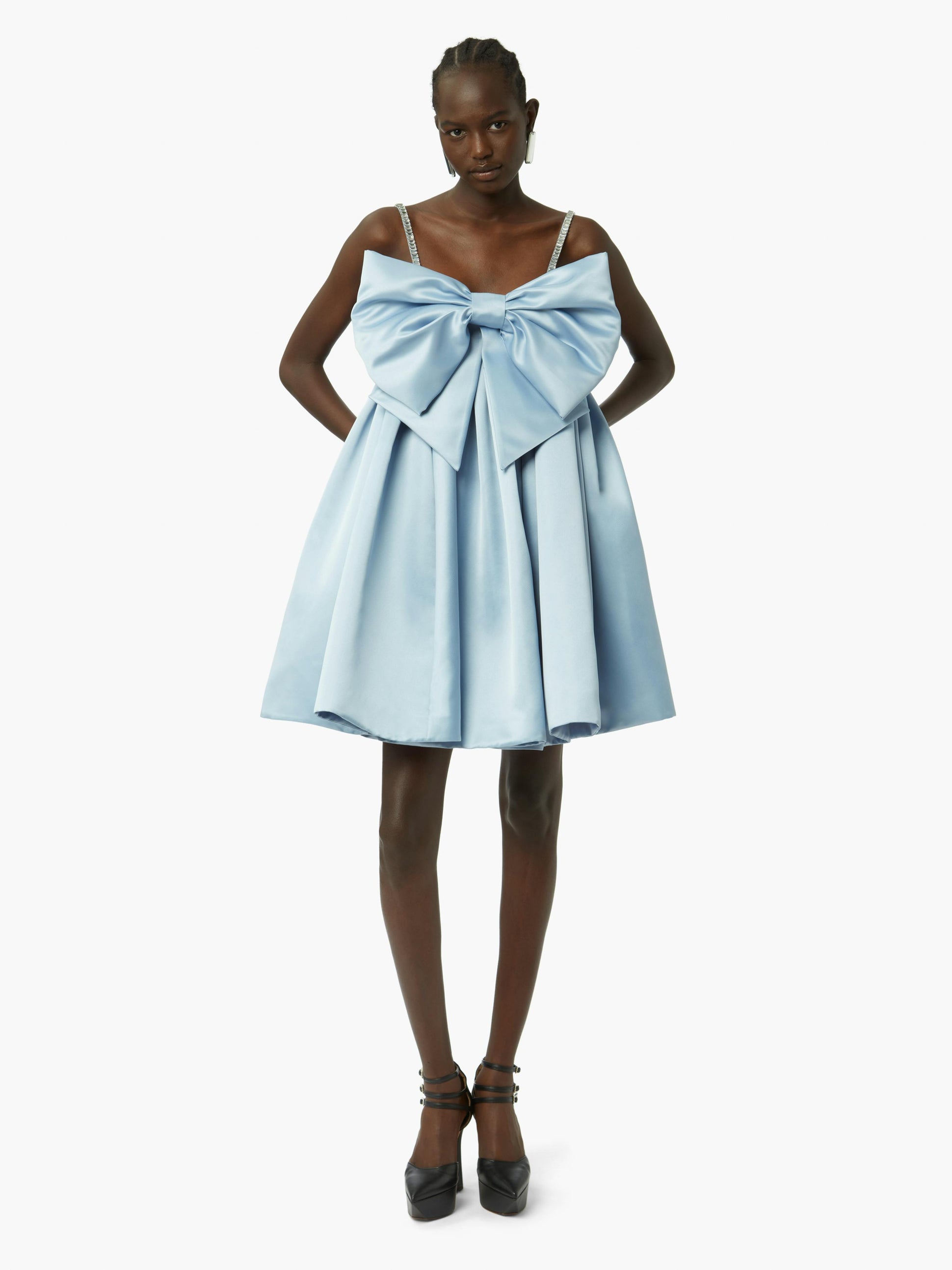 Bow front flared dress in bluette - Nina Ricci