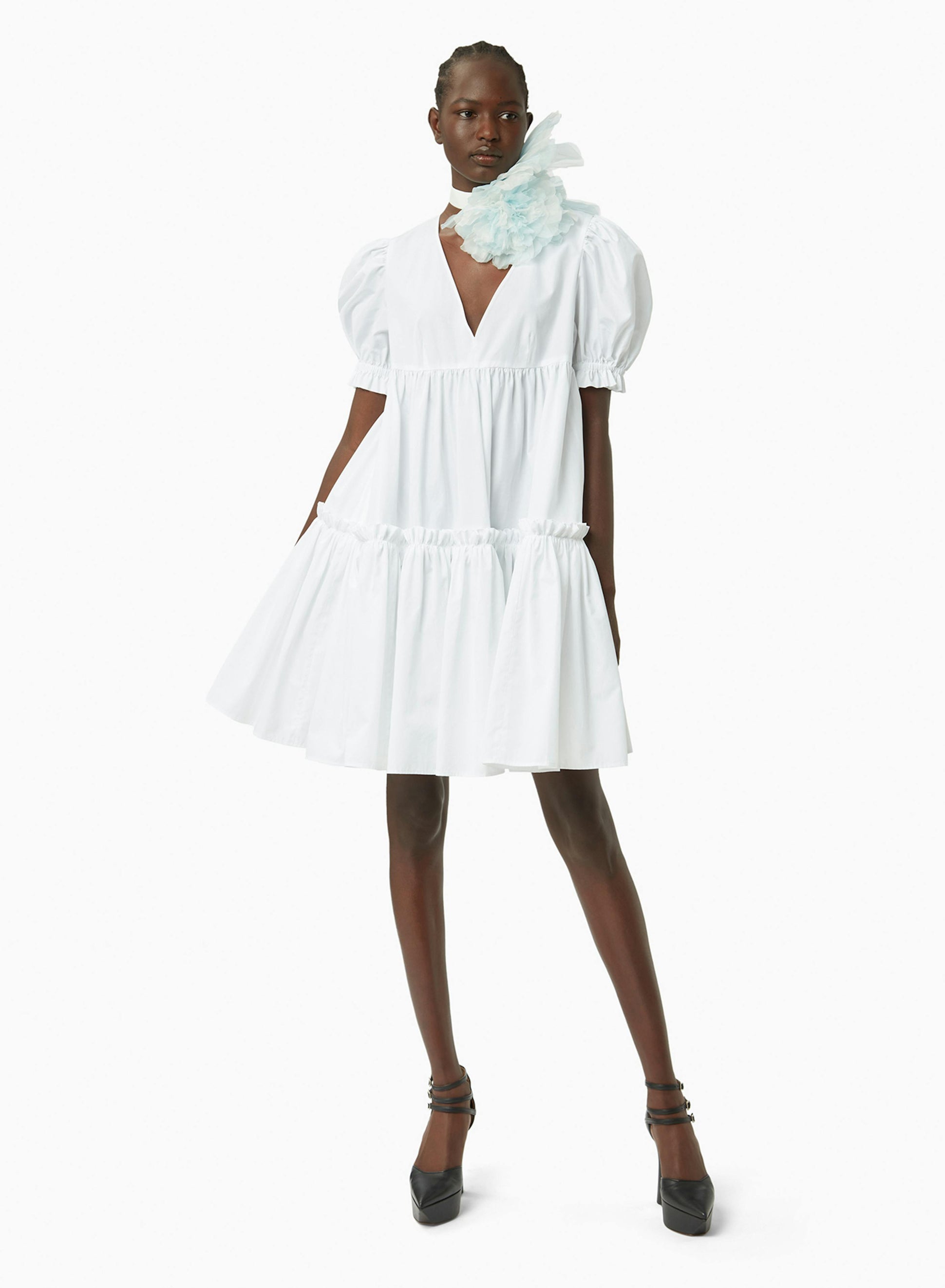 Poplin babydoll dress in white - Nina Ricci