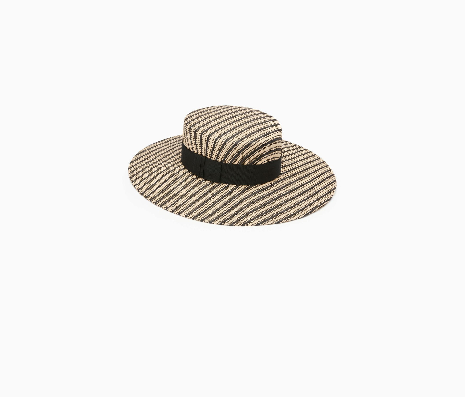 STRIPED RAFFIA CANOTIER HAT 56