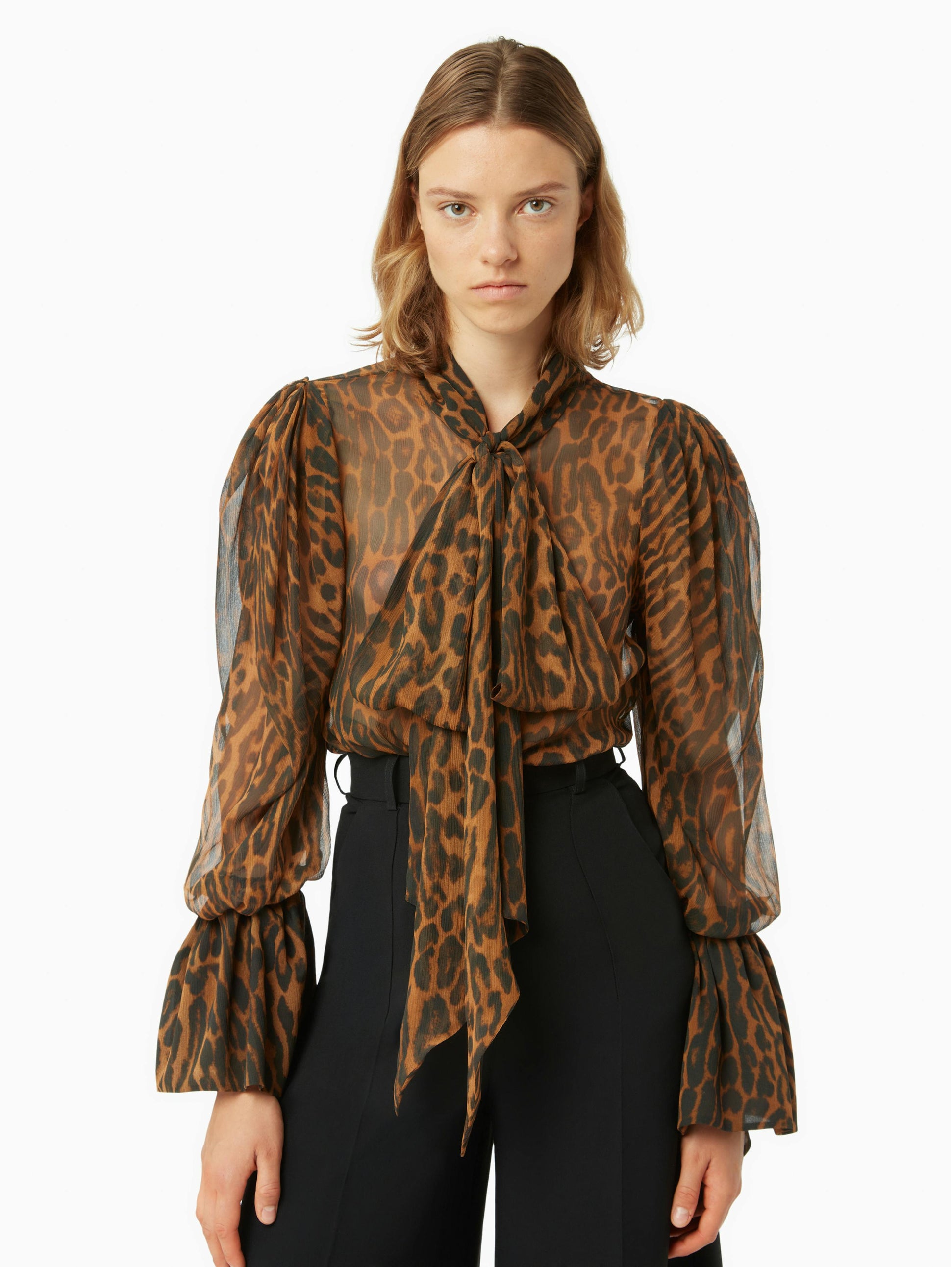 Leopard print bussy-bow shirt - Nina Ricci