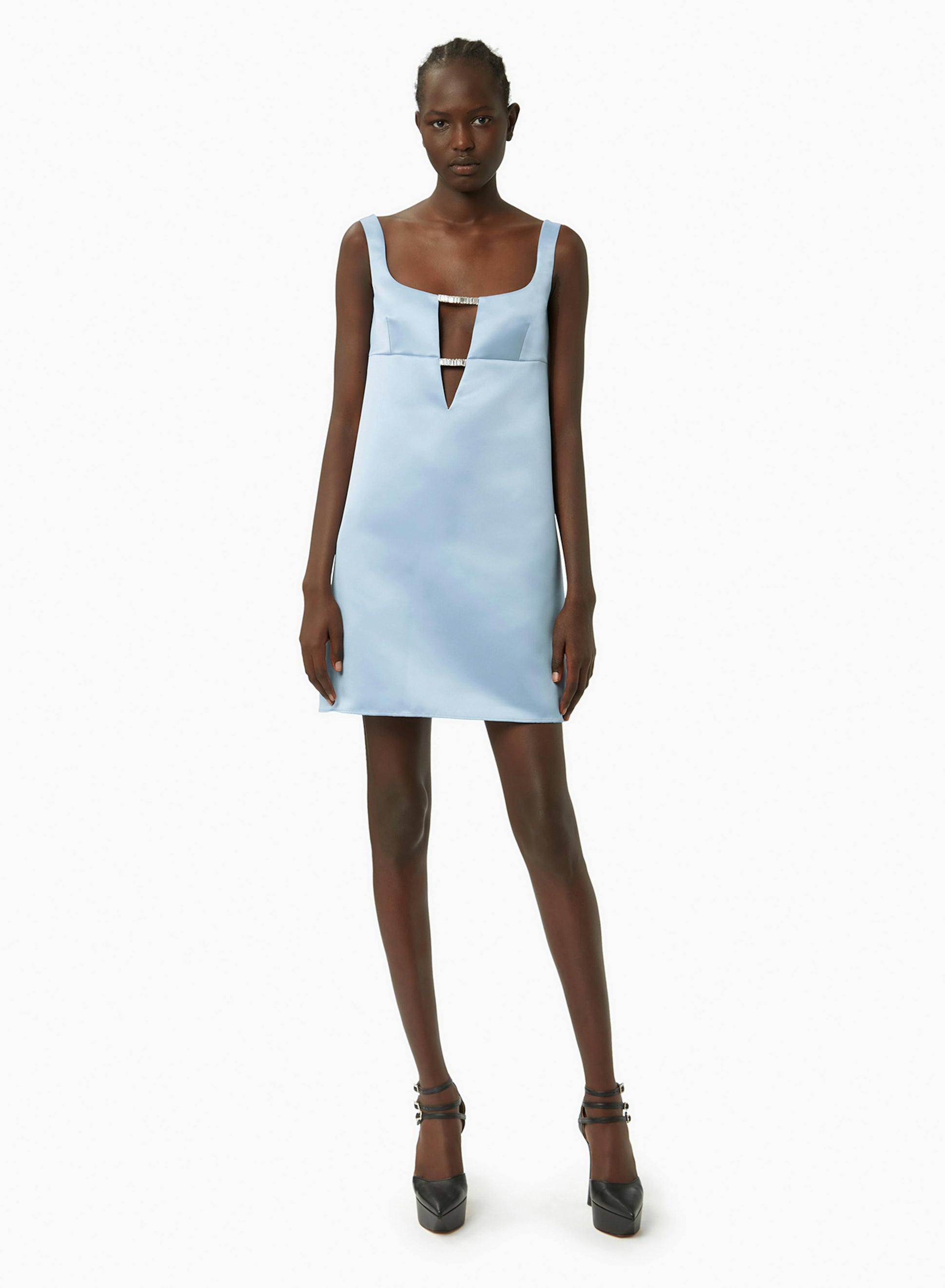 Satin mini a-line dress in blue - Nina Ricci