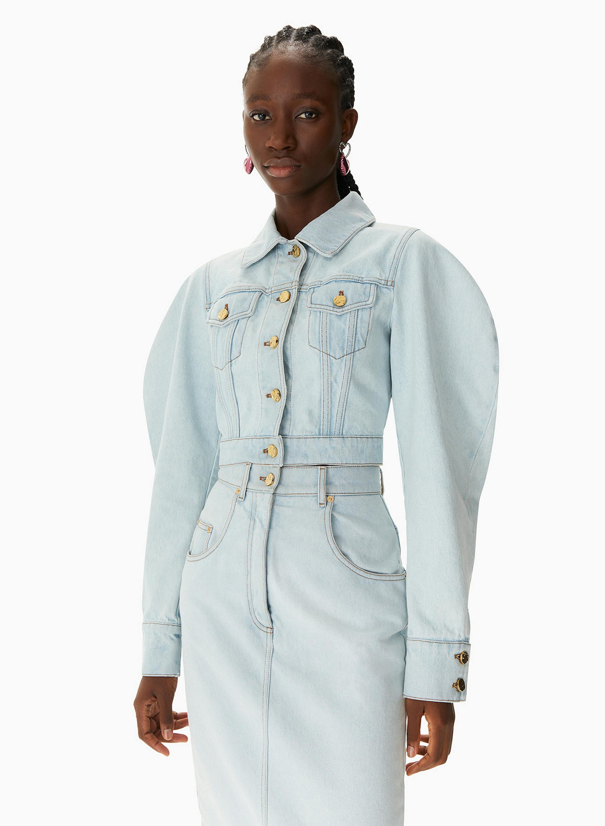 Denim Cocoon Sleeve Jacket Faded Blue - Nina Ricci 