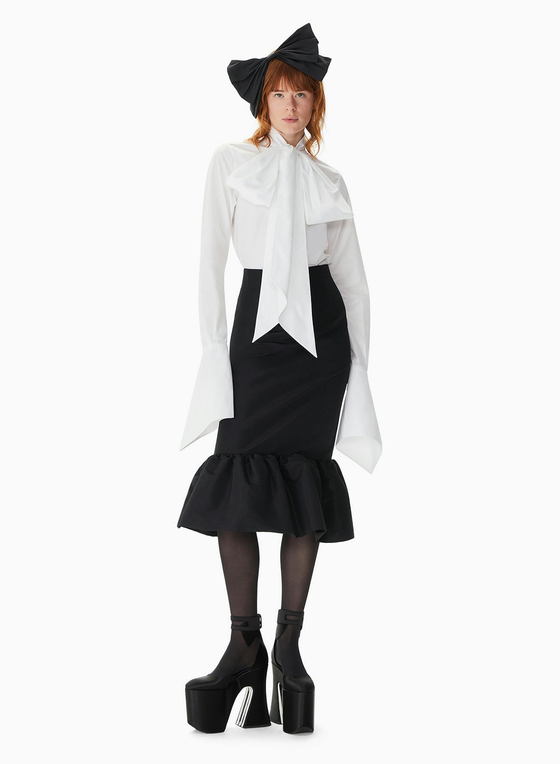 Tie-Neck Poplin Shirt white - Nina Ricci