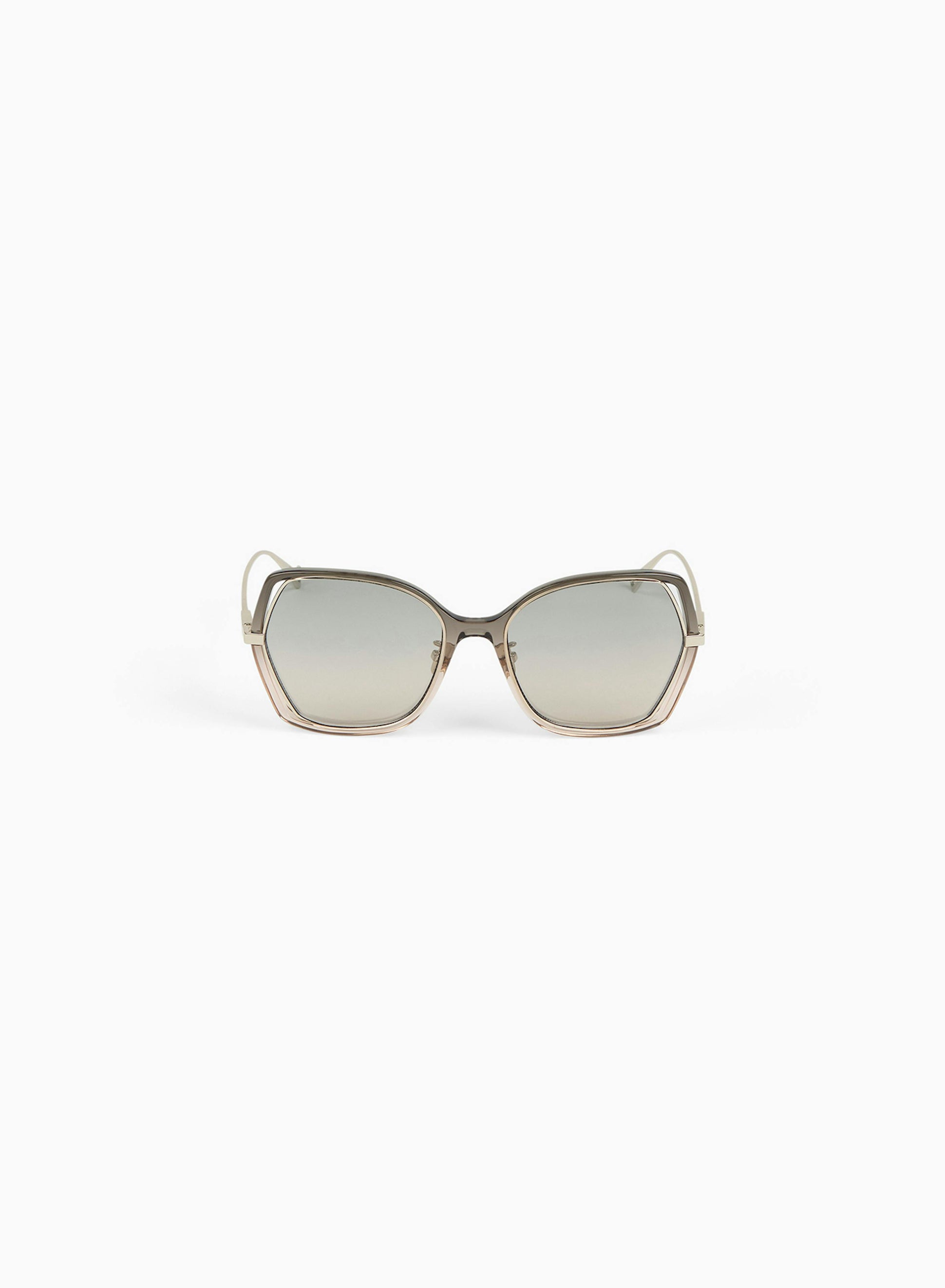 Geometric Sunglasses in Metal Kaki Rose - Nina Ricci 