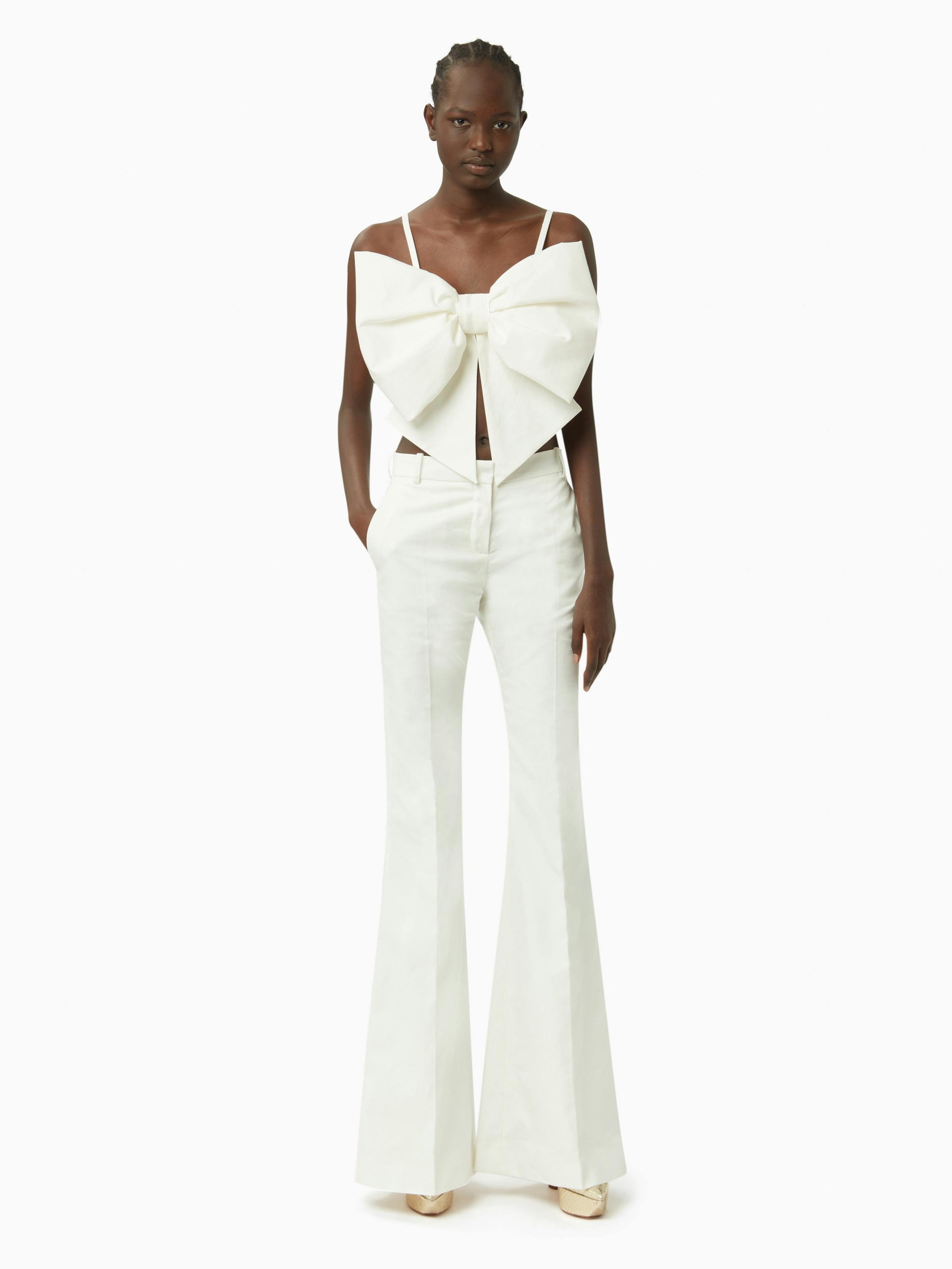 Linen bootcut pants in natural - Nina Ricci