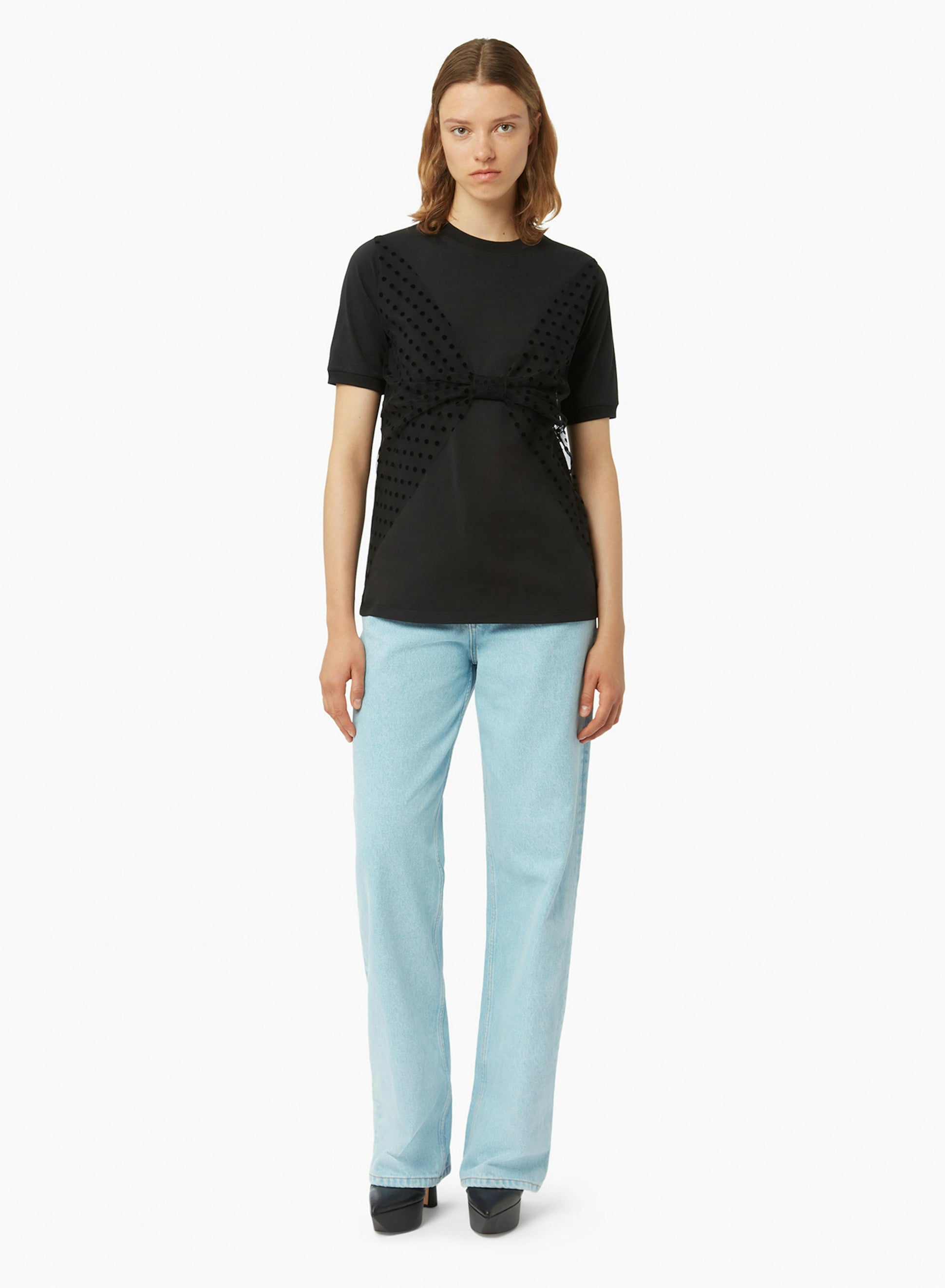 T-shirt with polka dot bow in black - Nina Ricci