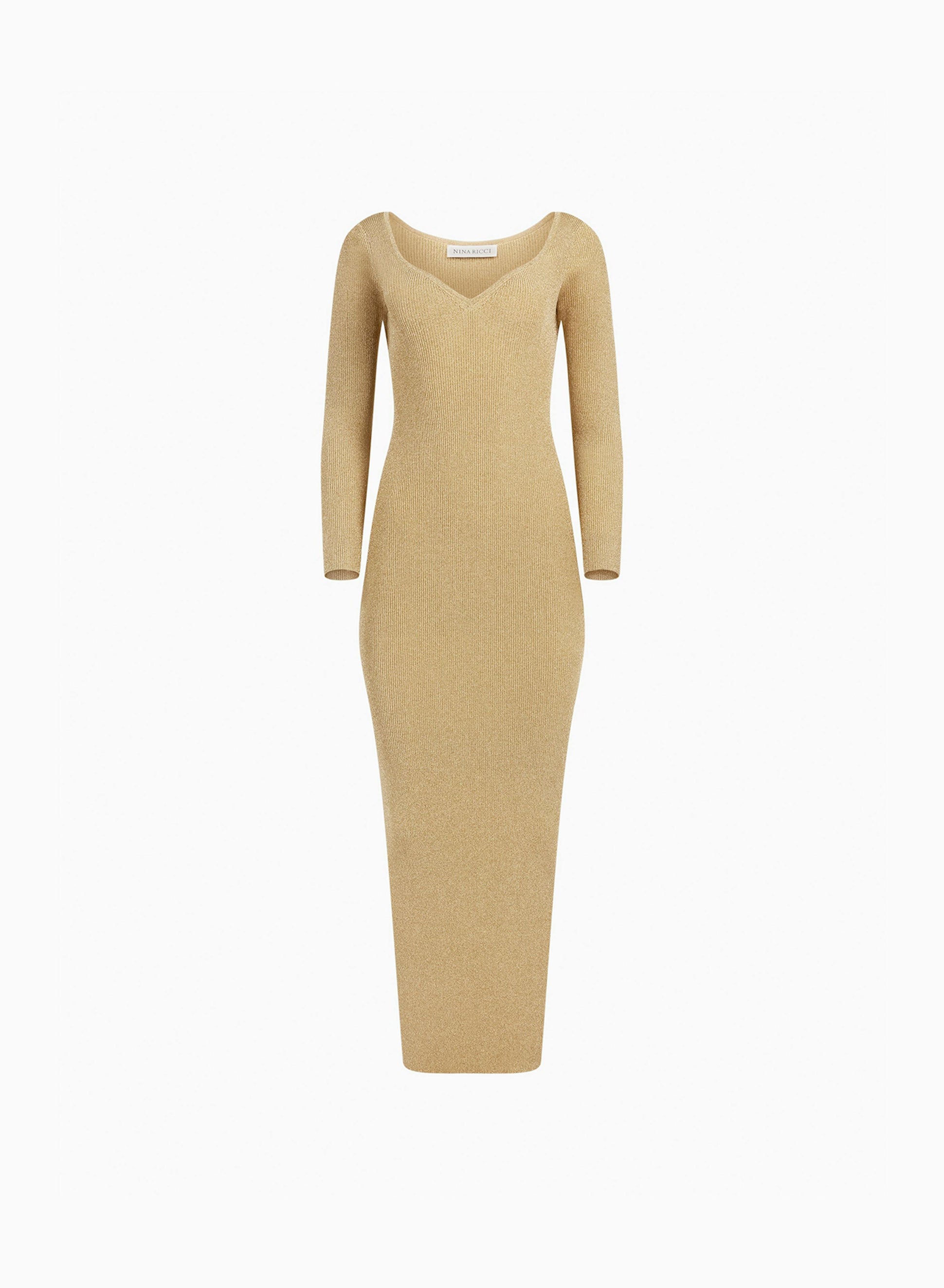 Heart neckline open-back dress in gold - Nina Ricci