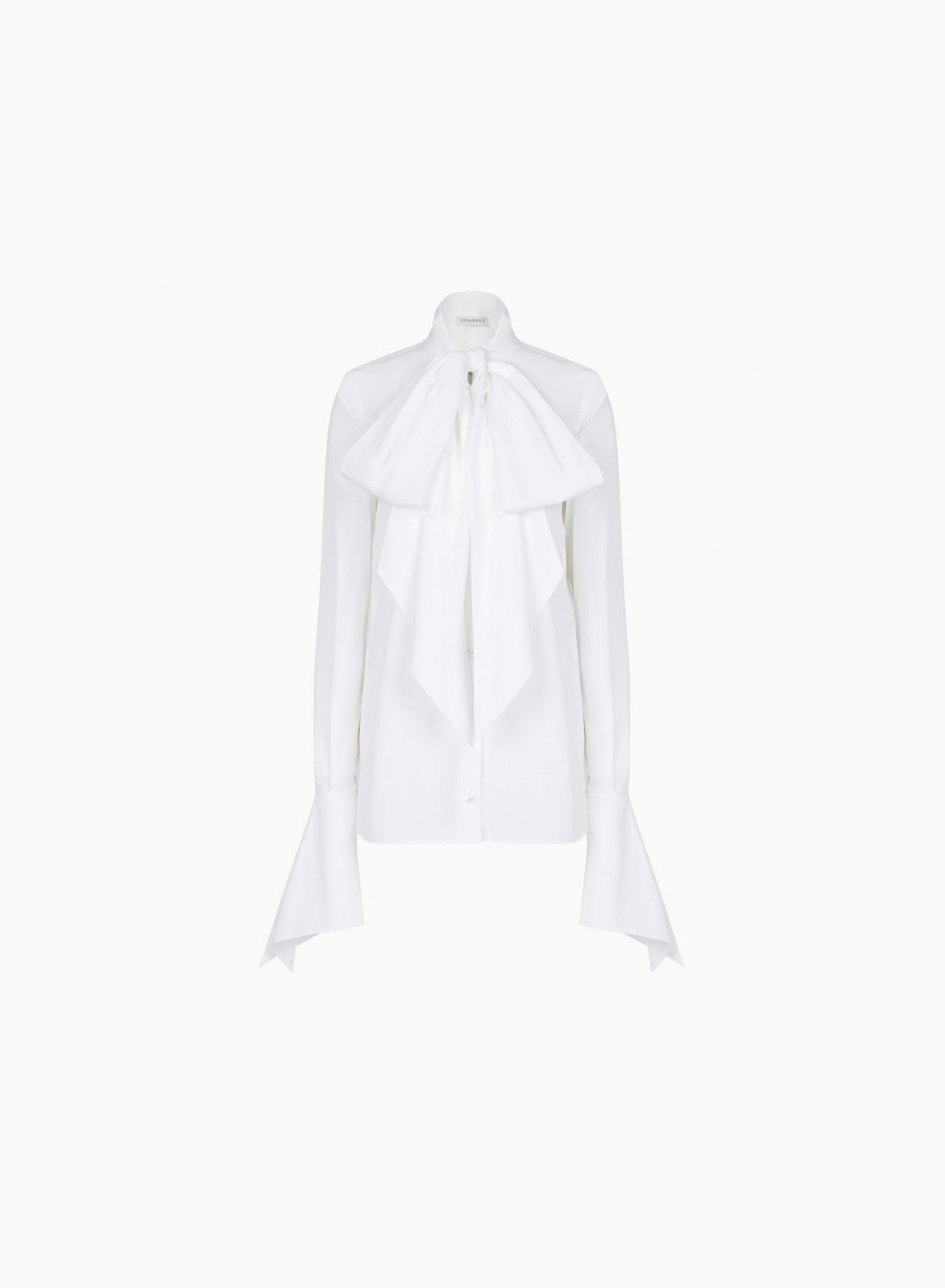 Tie-Neck Poplin Shirt white - Nina Ricci