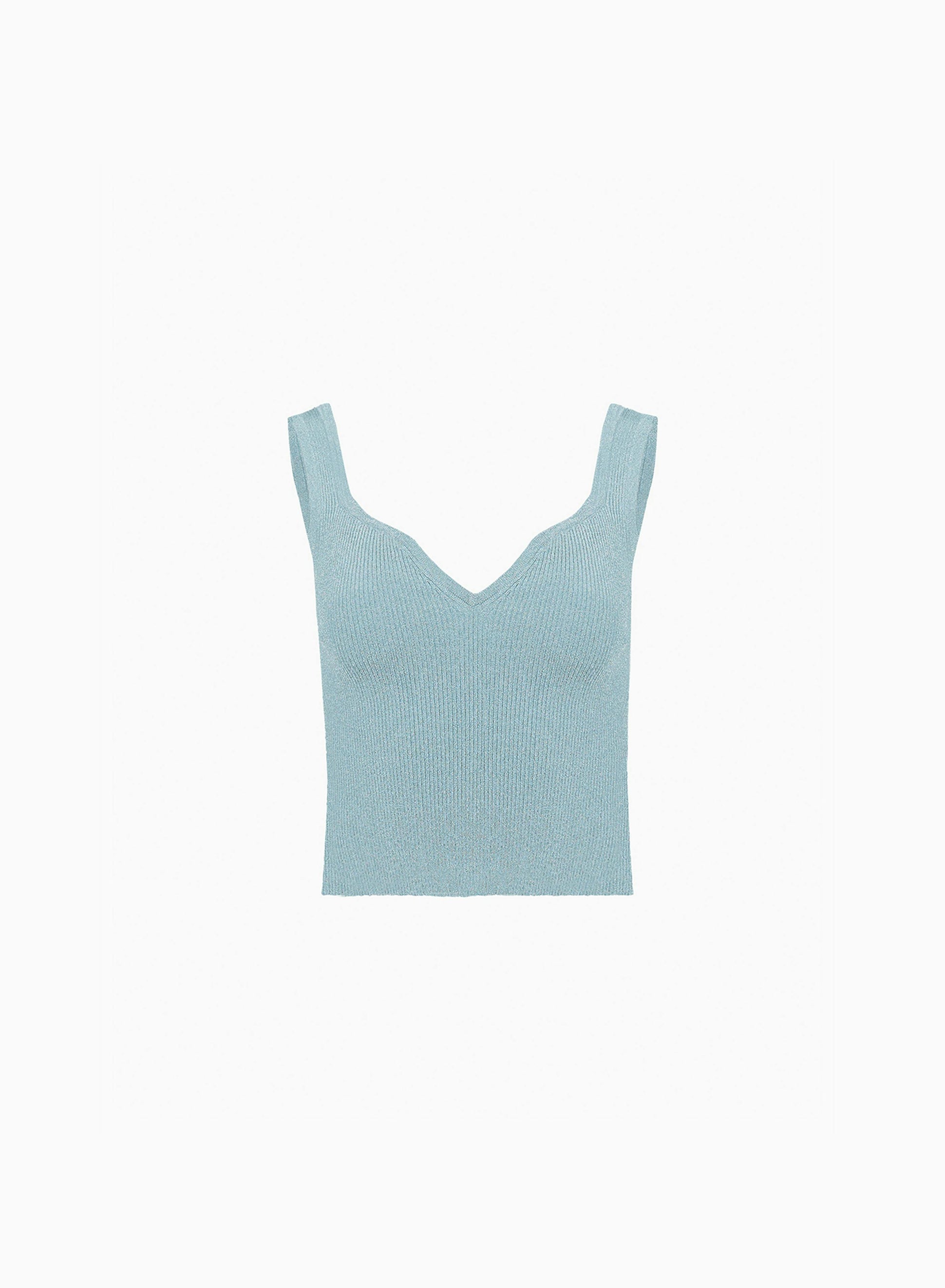 Sleeveless heart neckline top in light blue - Nina Ricci
