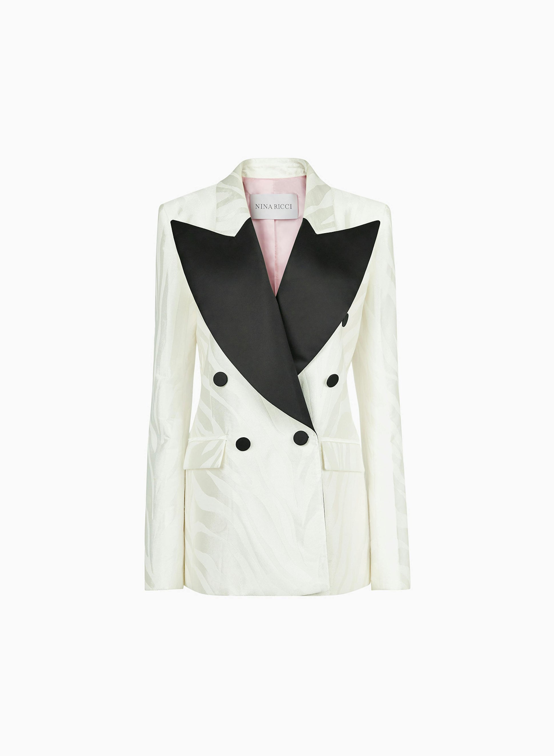 Oversized zebra-jacquard blazer in off white - Nina Ricci