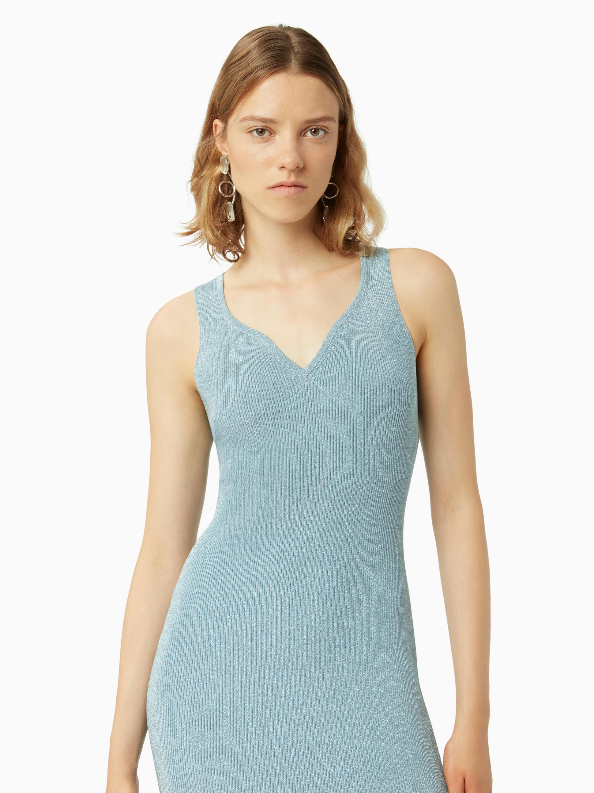 Heart neckline sleeveless dress in light blue - Nina Ricci