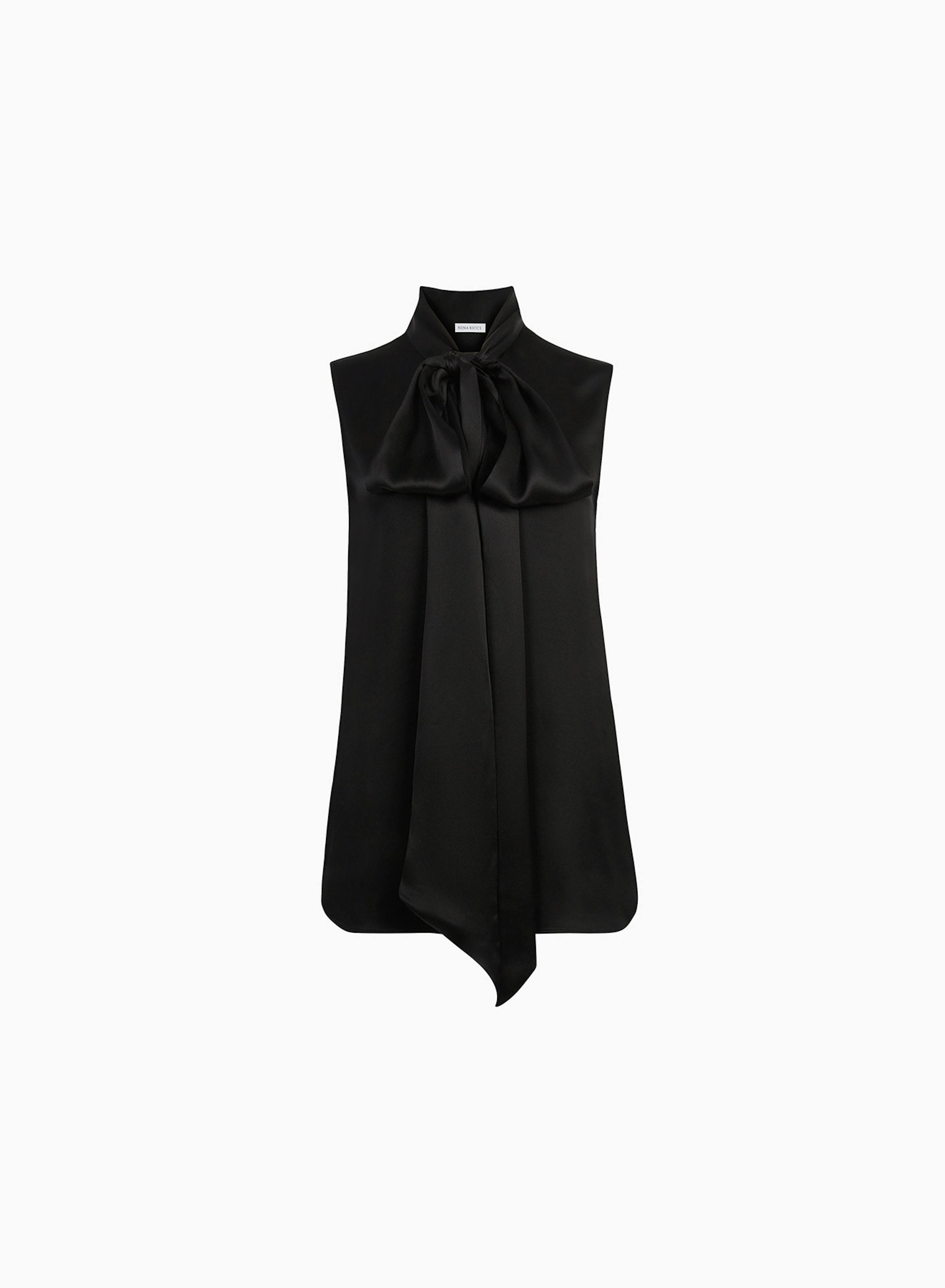 Sleeveless pussy-bow shirt in black - Nina Ricci