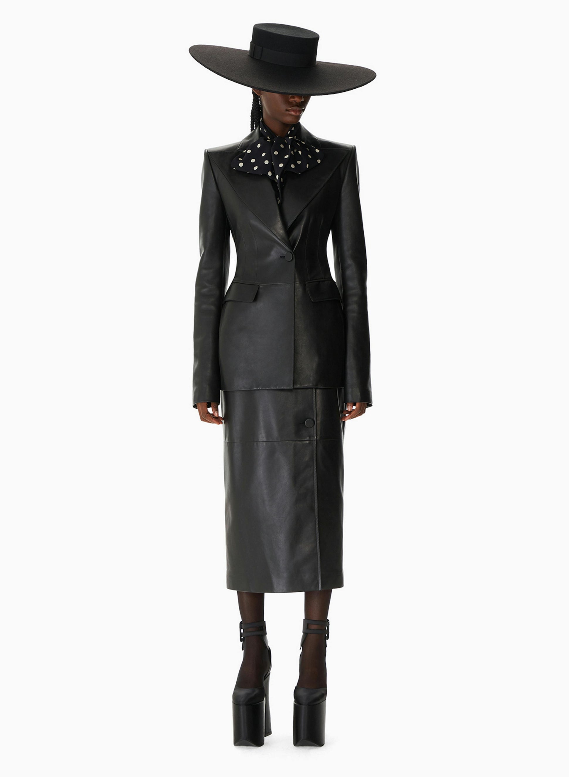 Leather Single Button Blazer Black - Nina Ricci